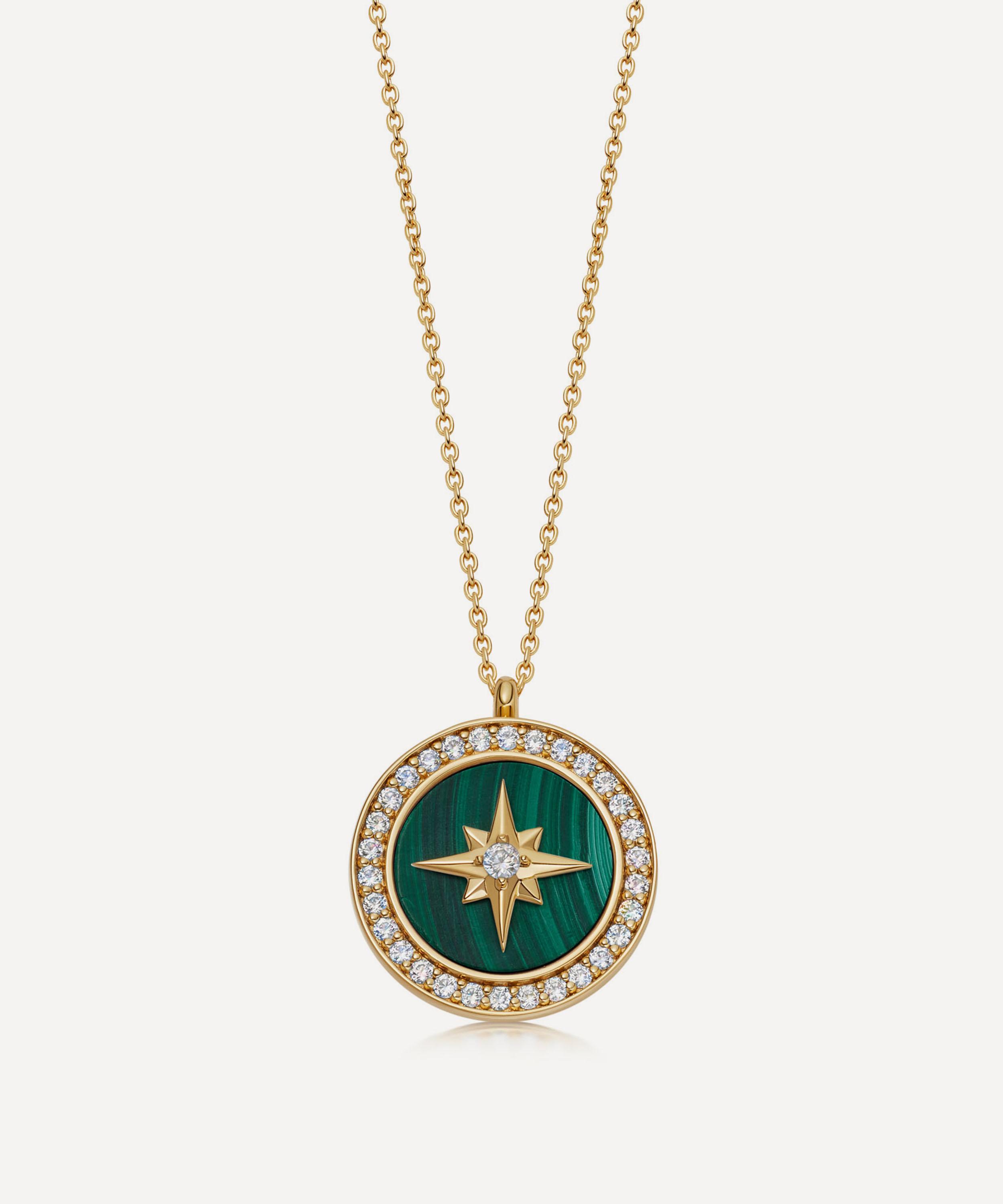 Astley Clarke - 18ct Gold Plated Vermeil Silver Large Polaris Malachite Locket Necklace image number 0