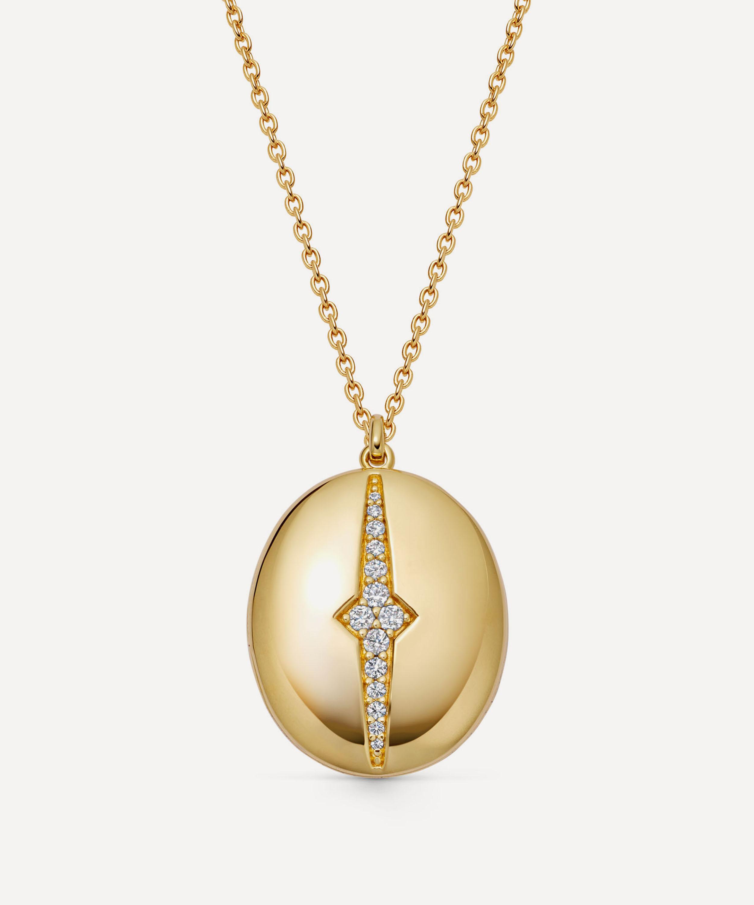 Astley Clarke - 18ct Gold-Plated Vermeil Silver Luna Oval Locket Necklace image number 0