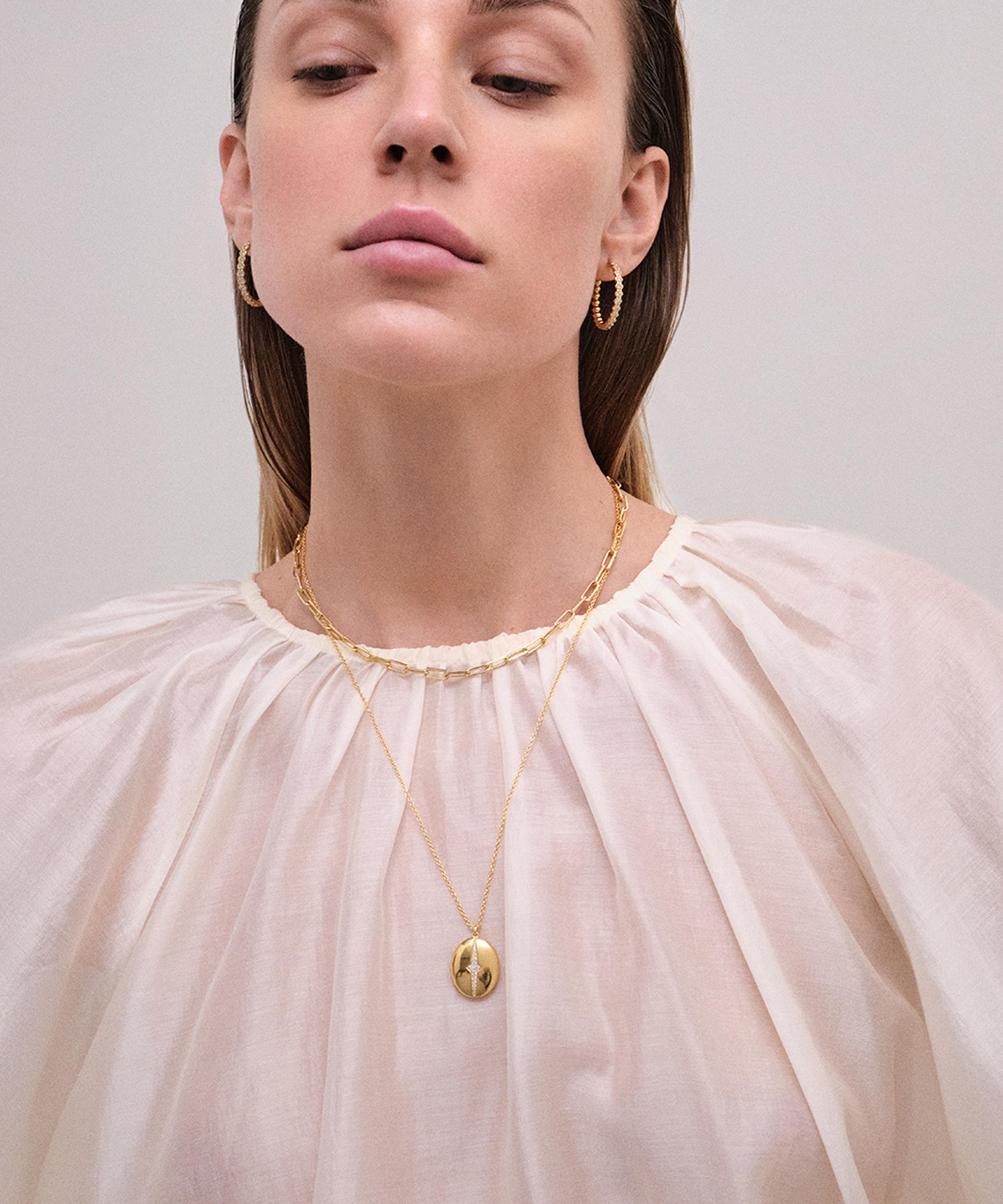 Astley Clarke - 18ct Gold-Plated Vermeil Silver Luna Oval Locket Necklace image number 1