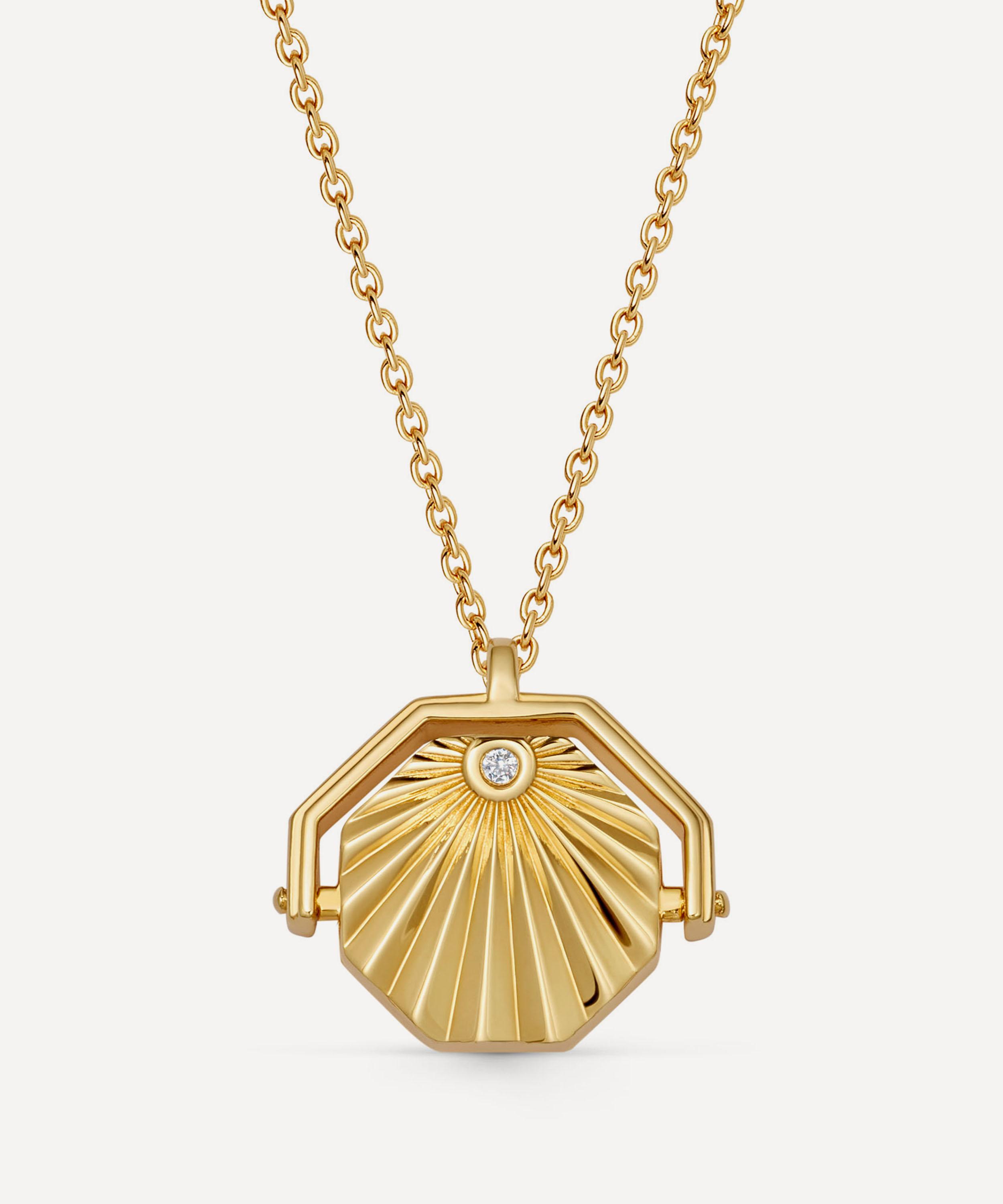 Astley Clarke - 18ct Gold-Plated Vermeil Silver Celestial Sunrise Spinner Locket Necklace image number 0