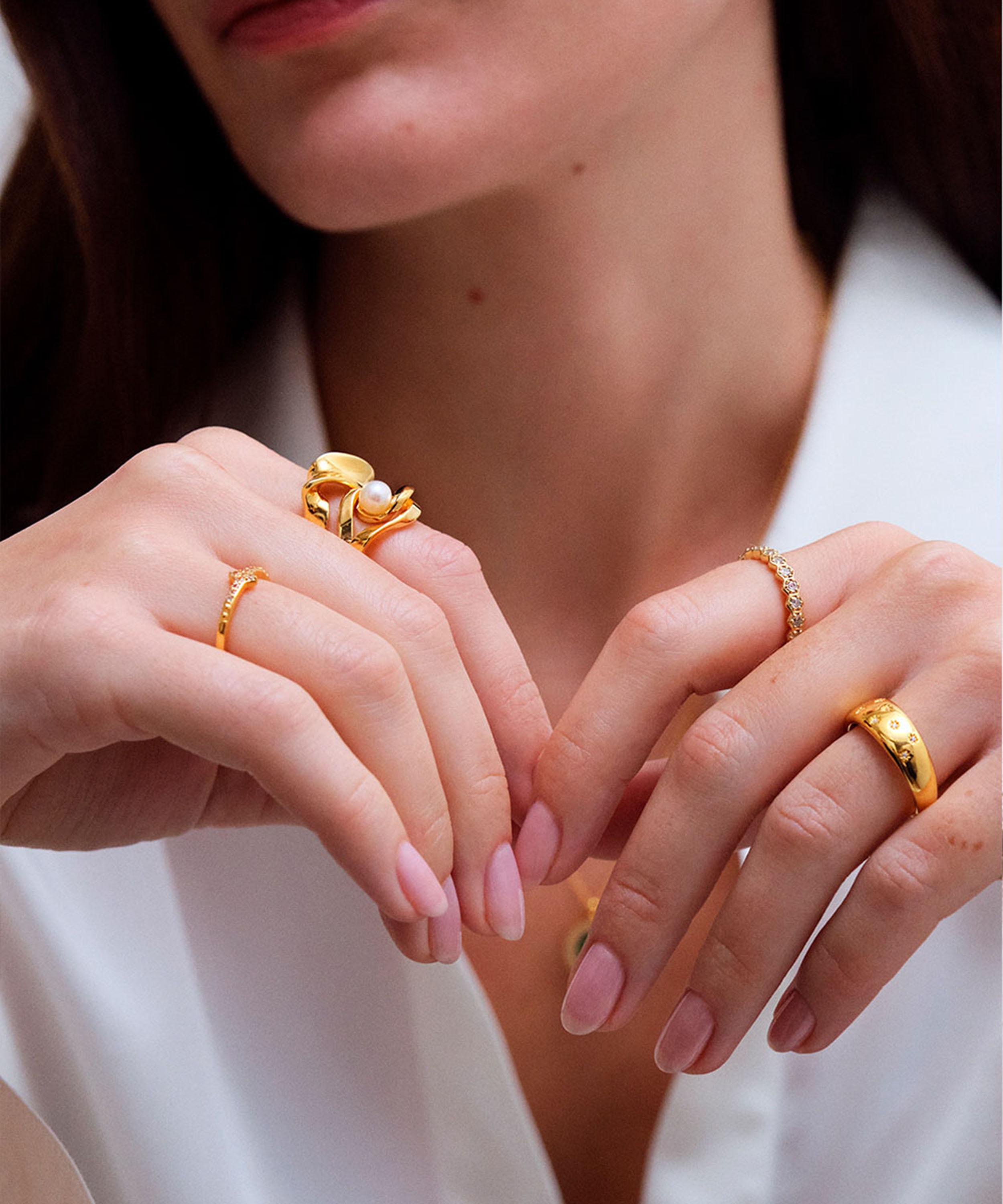 Astley Clarke - 18ct Gold-Plated Vermeil Silver Floe Pearl Ring image number 2