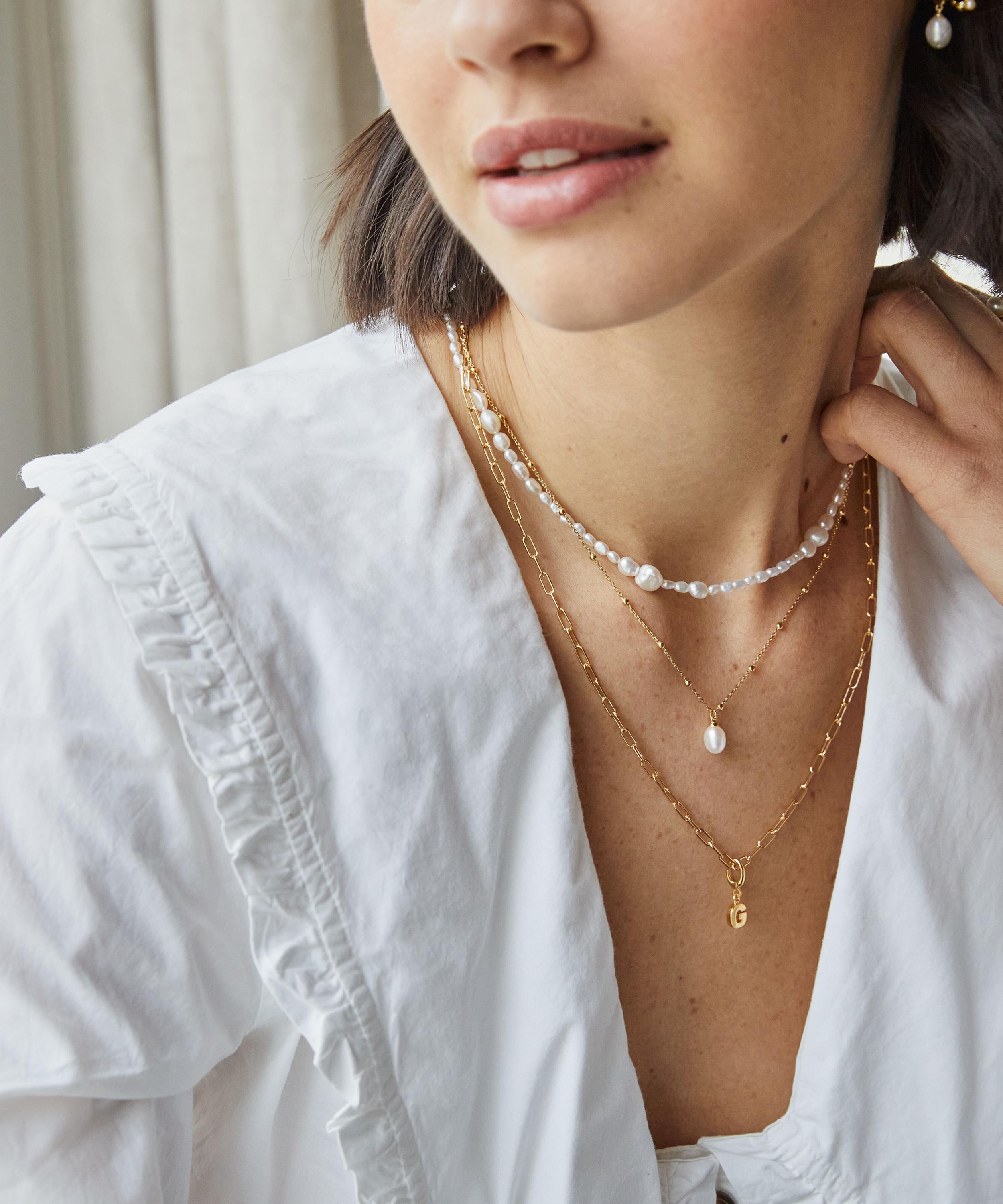 Astley Clarke - 18ct Gold-Plated Vermeil Silver Aurora Pearl Pendant Necklace image number 1