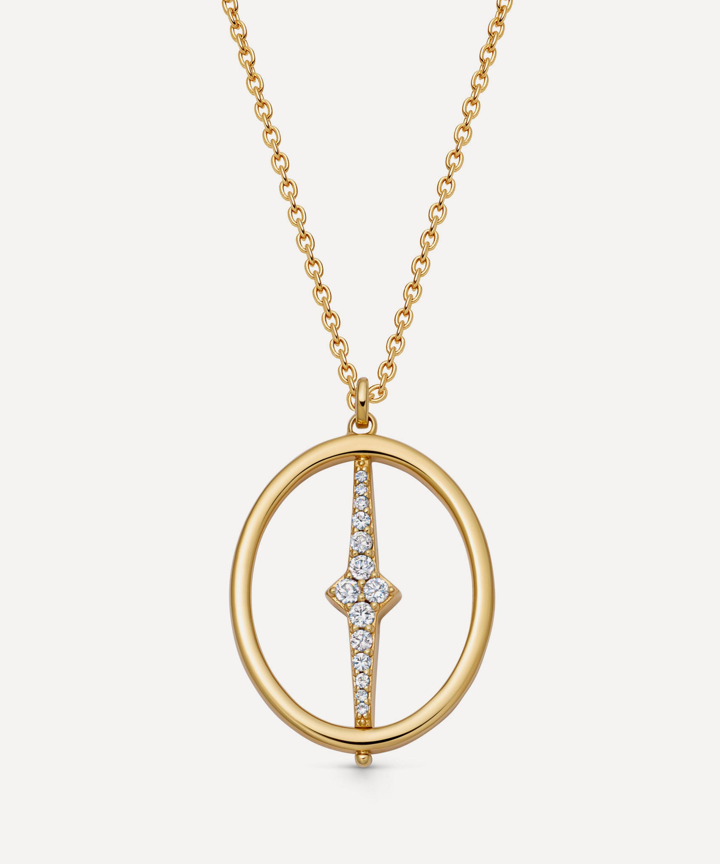 Astley Clarke - 18ct Gold-Plated Vermeil Silver Luna Light Spinning Orb Pendant Necklace image number 0