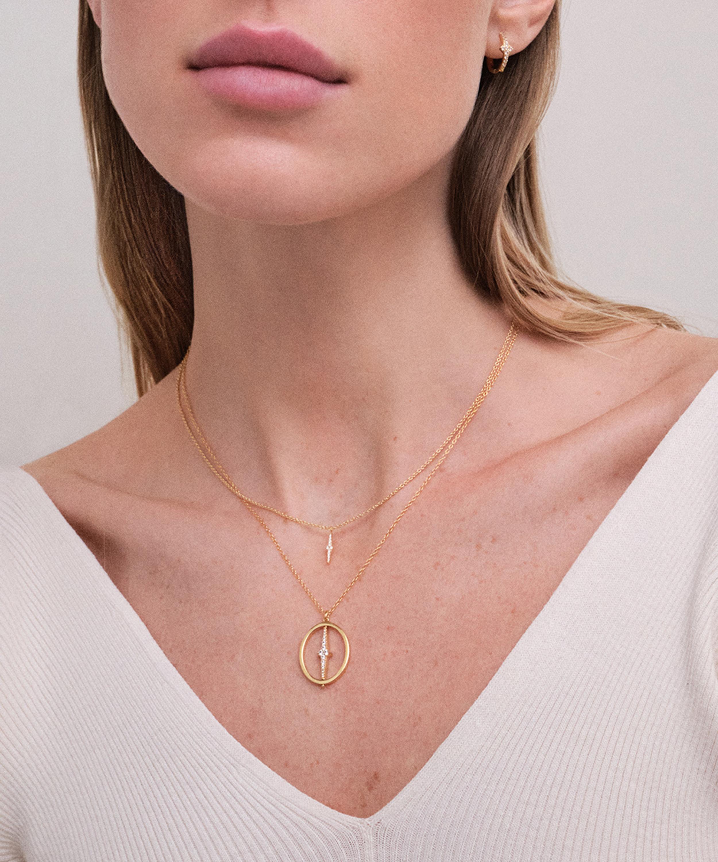 Astley Clarke - 18ct Gold-Plated Vermeil Silver Luna Light Spinning Orb Pendant Necklace image number 1
