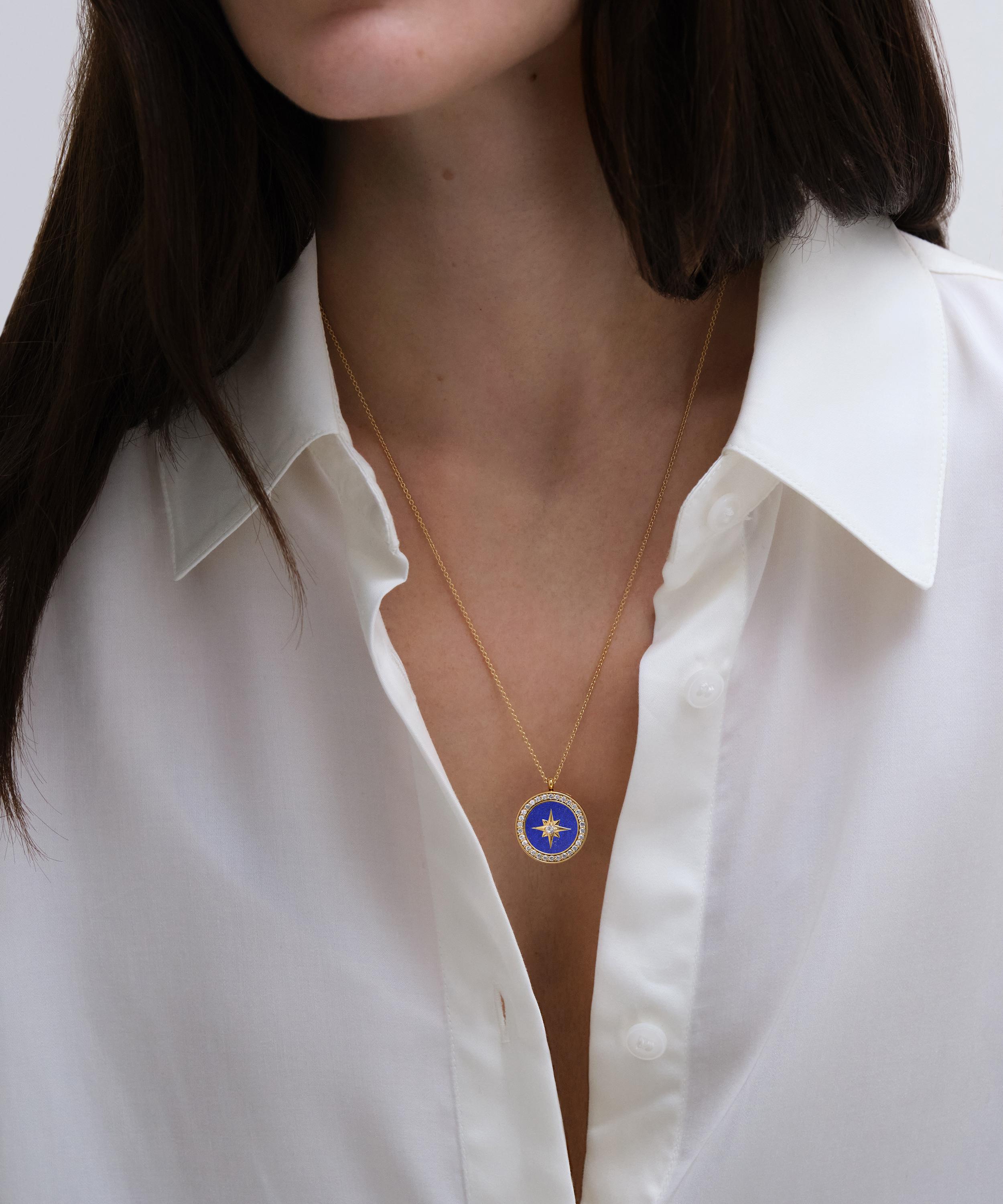 Astley Clarke - 18ct Gold Plated Vermeil Silver Polaris Lapis Locket Necklace image number 1