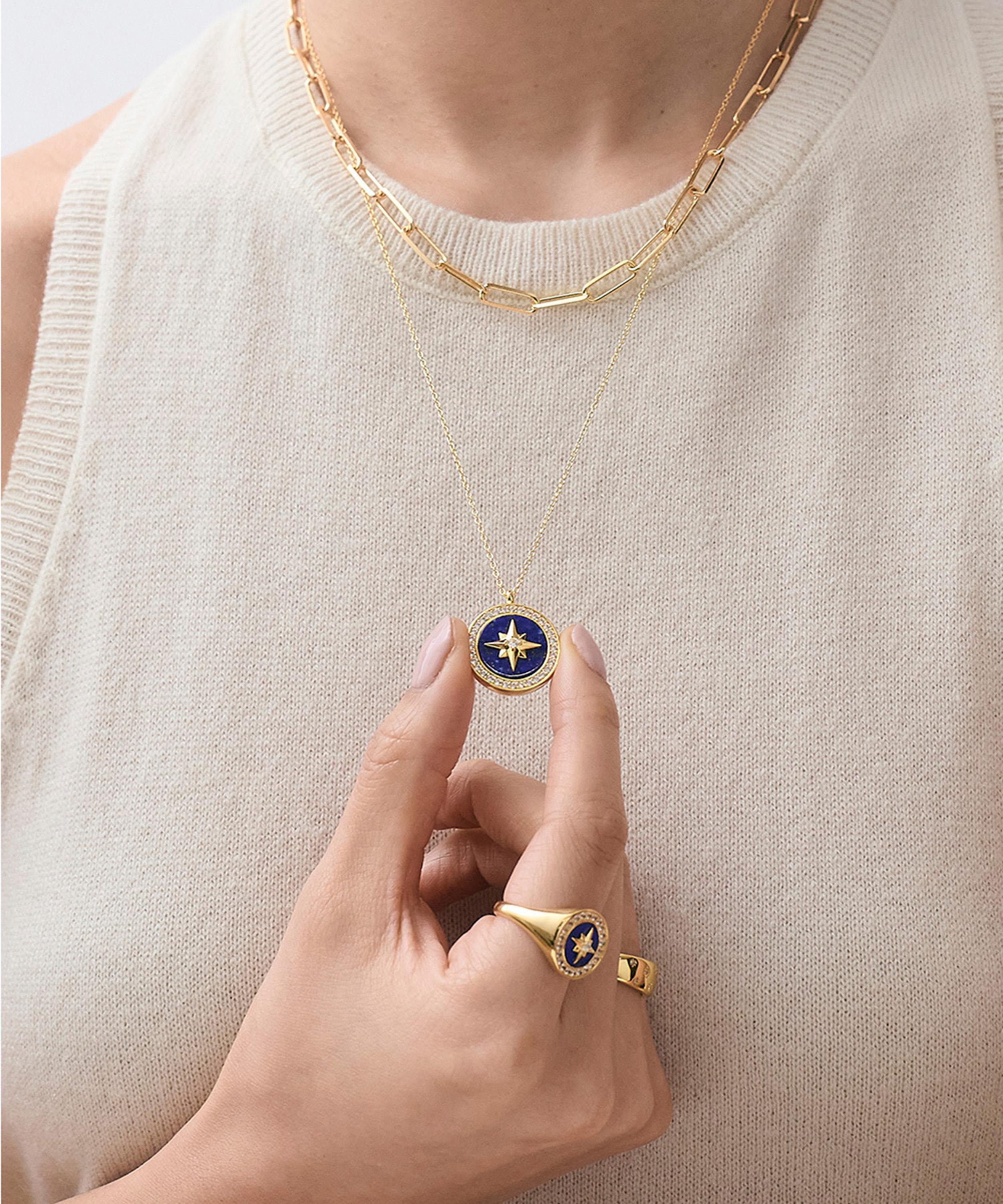 Astley Clarke - 18ct Gold Plated Vermeil Silver Polaris Lapis Locket Necklace image number 3