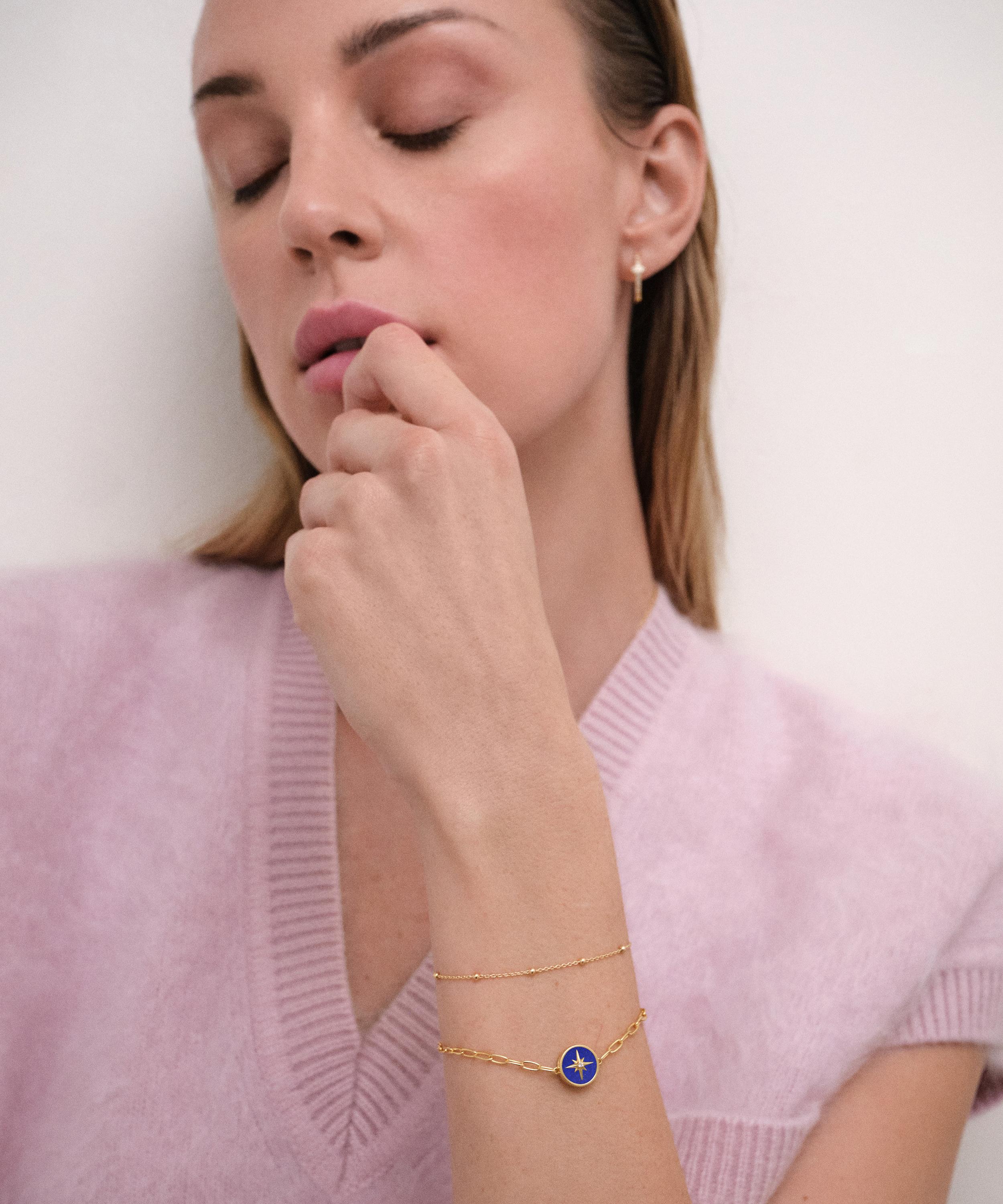 Astley Clarke - 18ct Gold Plated Vermeil Silver Polaris Lapis Locket Bracelet image number 1