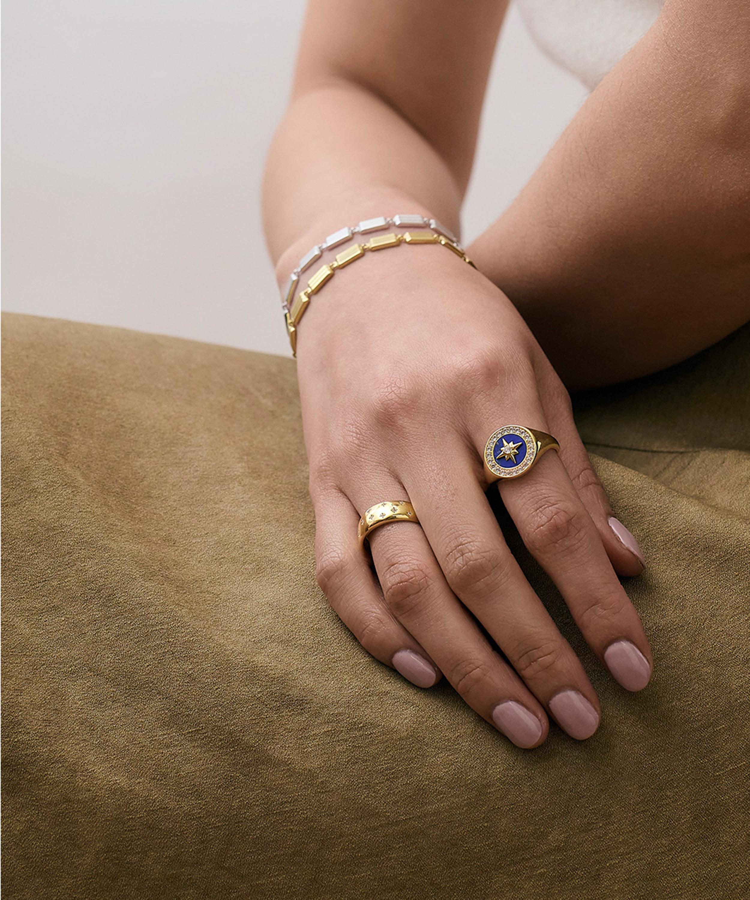 Astley Clarke - 18ct Gold Plated Vermeil Silver Polaris Lapis Signet Ring image number 2