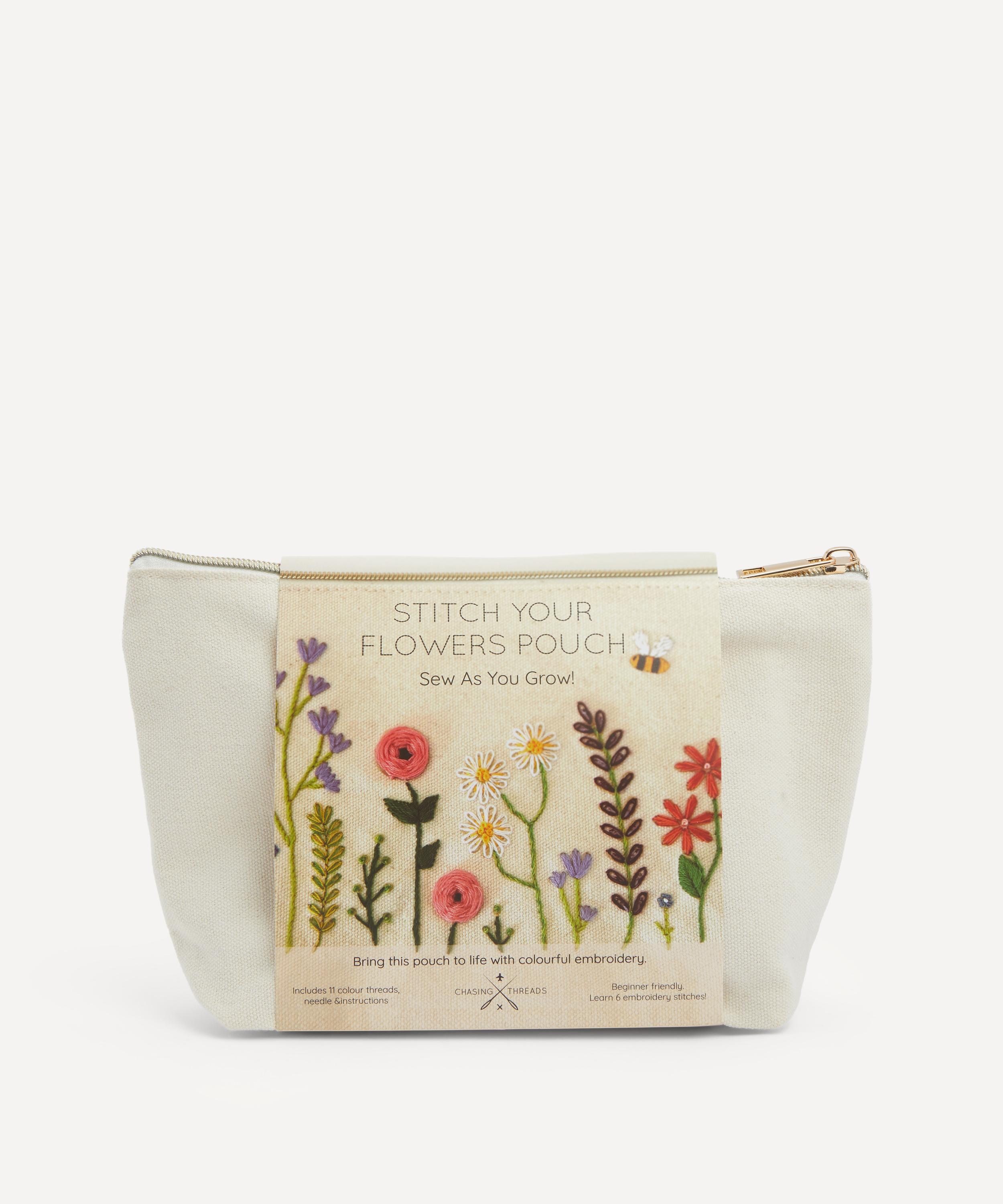 Chasing Threads - Stitch Your Flowers Zip Pouch Embroidery Kit image number 0