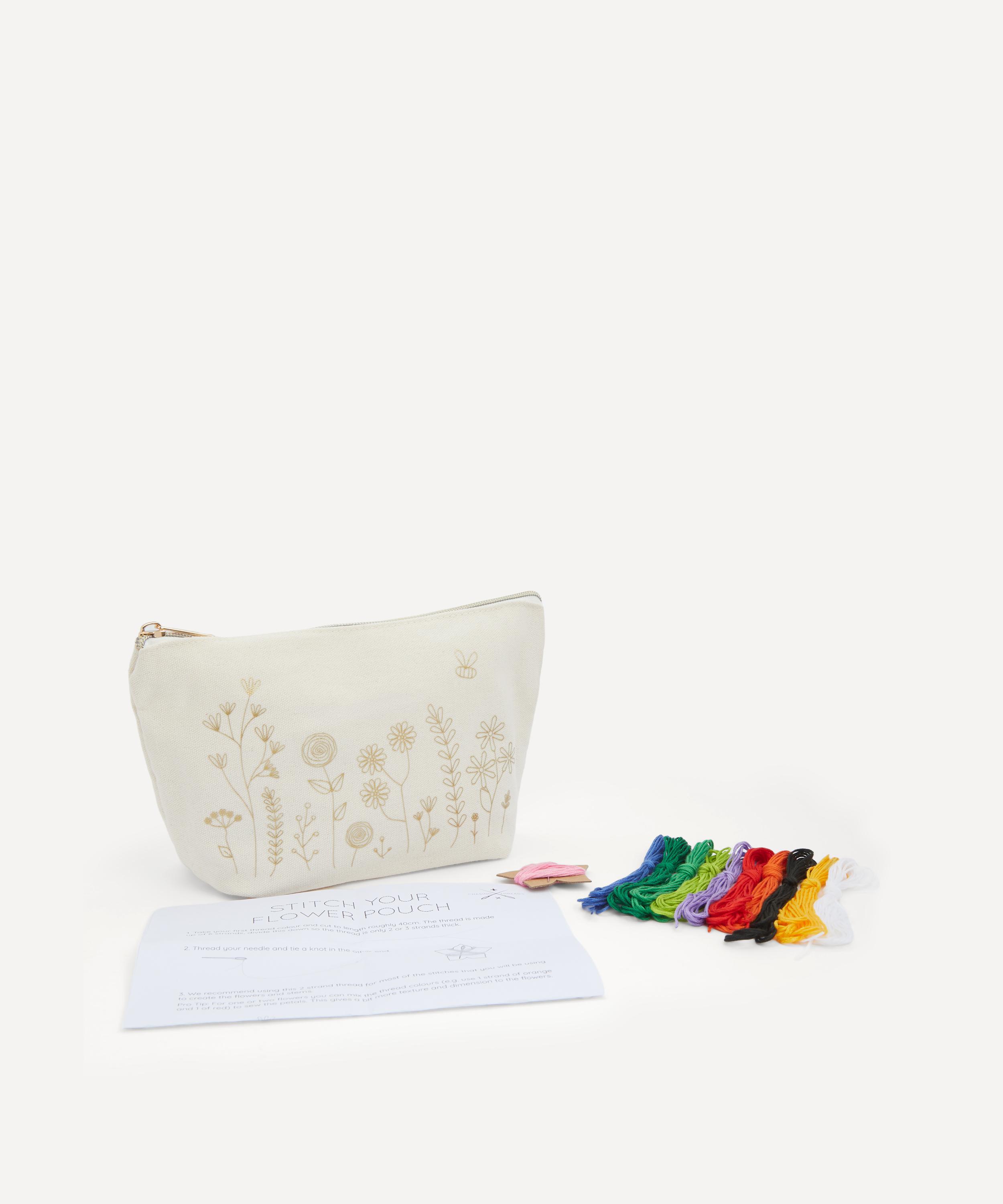 Chasing Threads - Stitch Your Flowers Zip Pouch Embroidery Kit image number 1