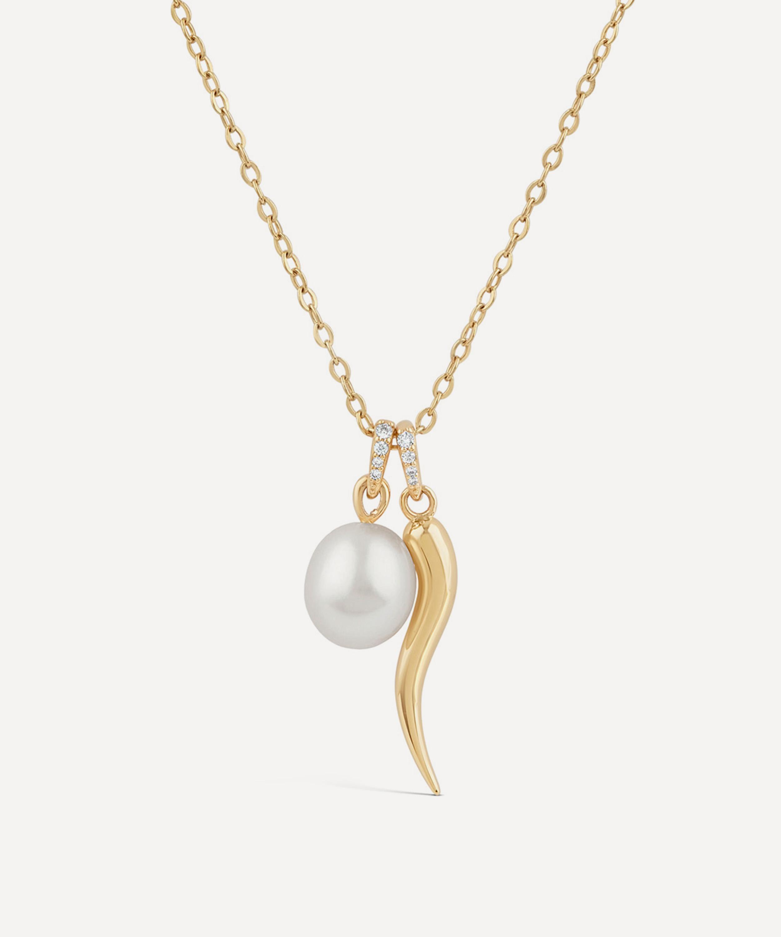 Dinny Hall - 9ct Gold Toro Horn and Pearl Pendant Necklace image number 0
