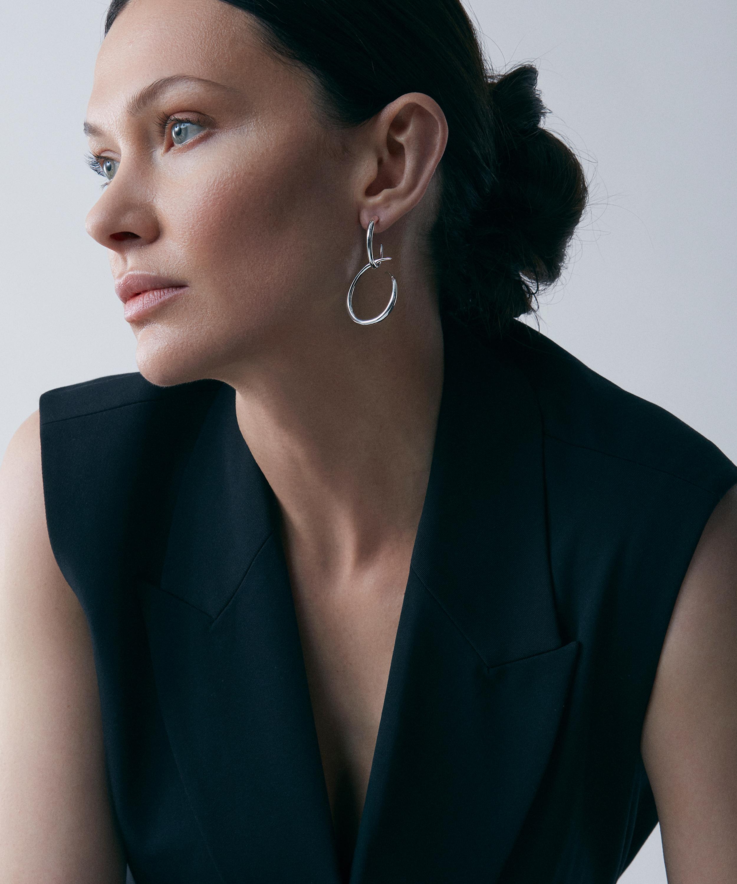 Dinny Hall - Sterling Silver Large Toro Drop Hoop Earrings image number 1