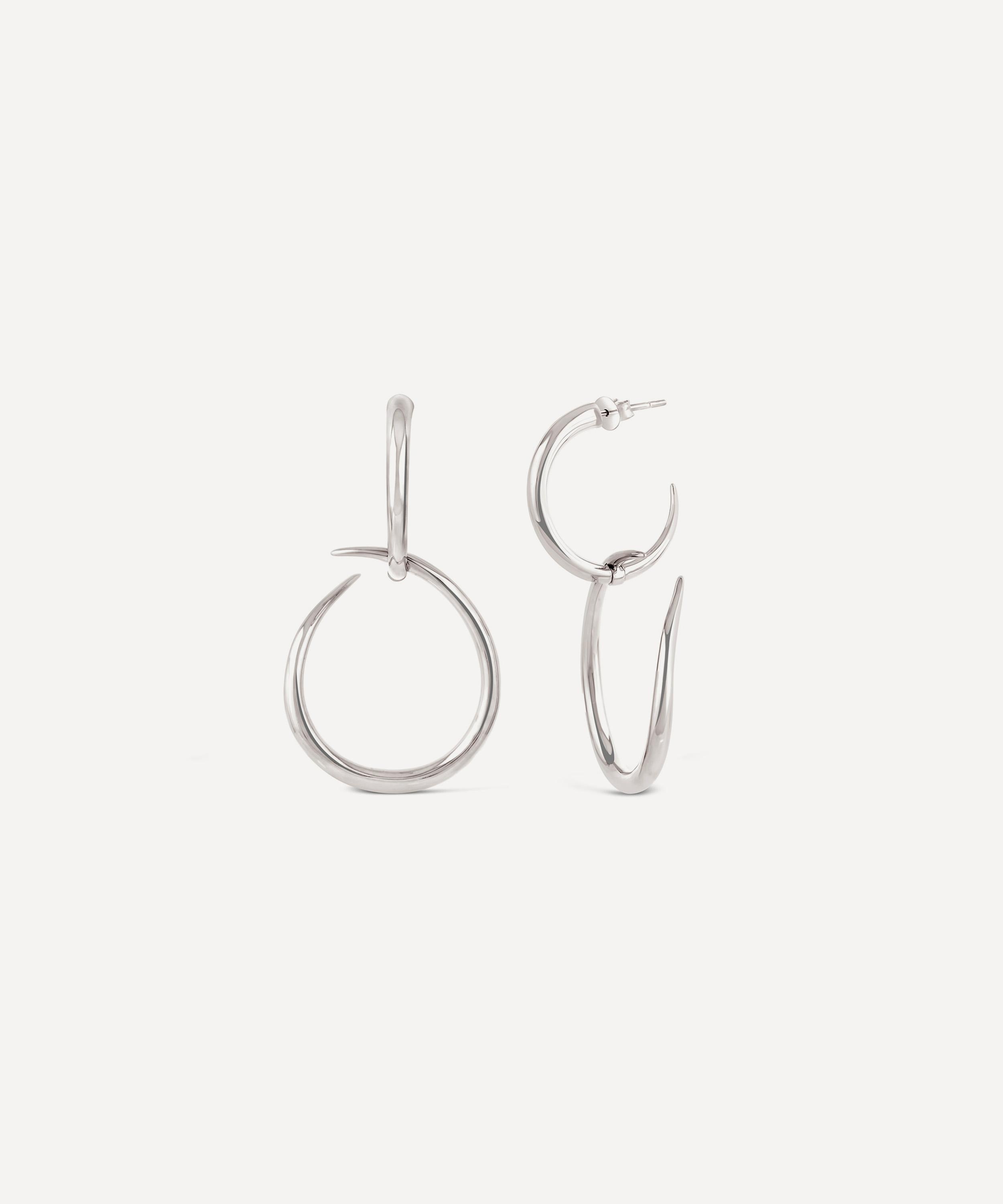 Dinny Hall - Sterling Silver Large Toro Drop Hoop Earrings image number 2