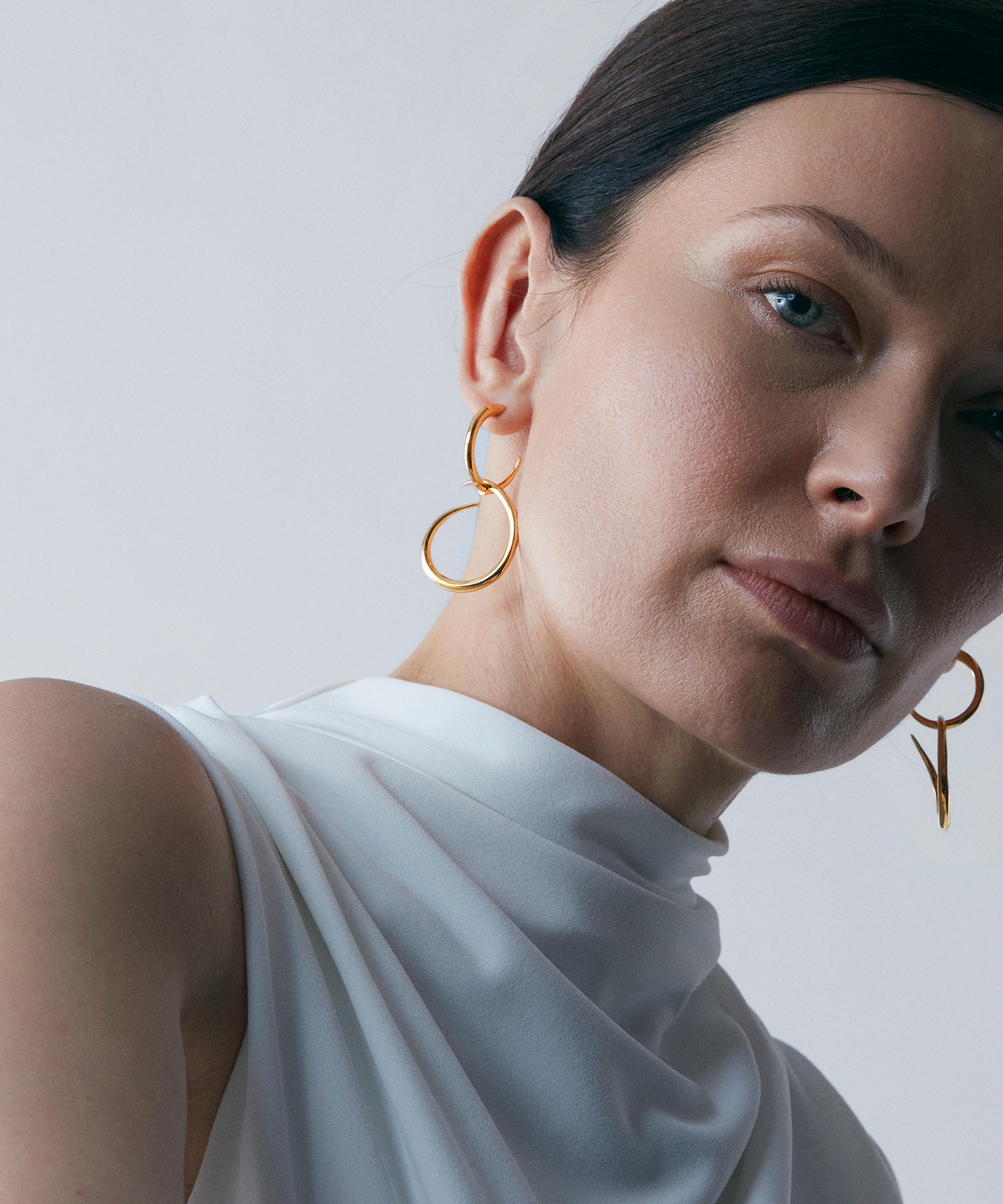 Dinny Hall - 22ct Gold-Plated Vermeil Silver Large Toro Drop Hoop Earrings image number 1