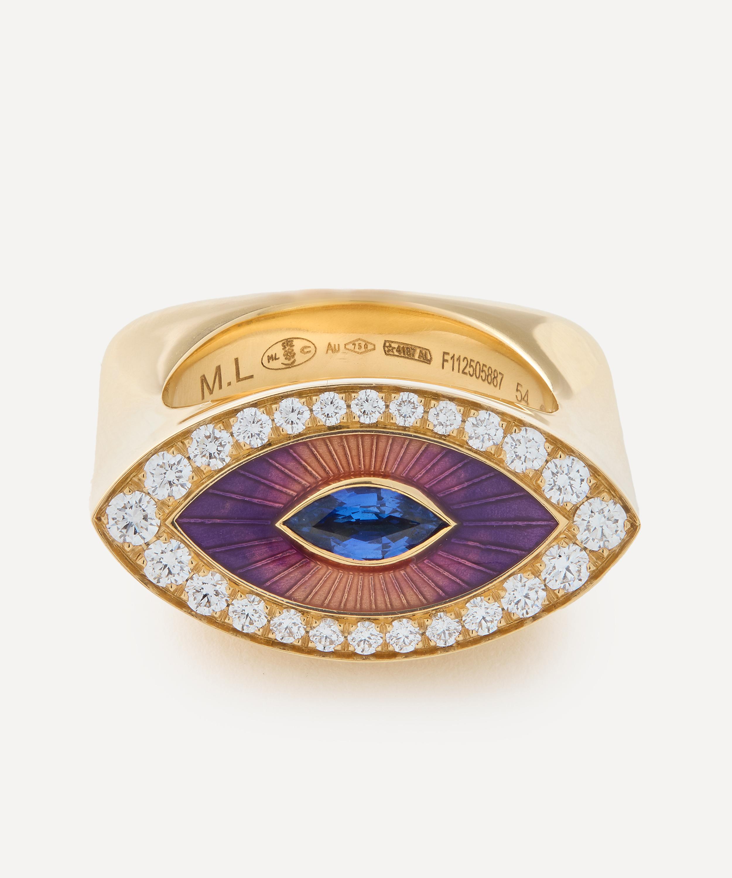 Marie Lichtenberg - 18ct Gold Evil Eye Purple Diamond Signet Ring
