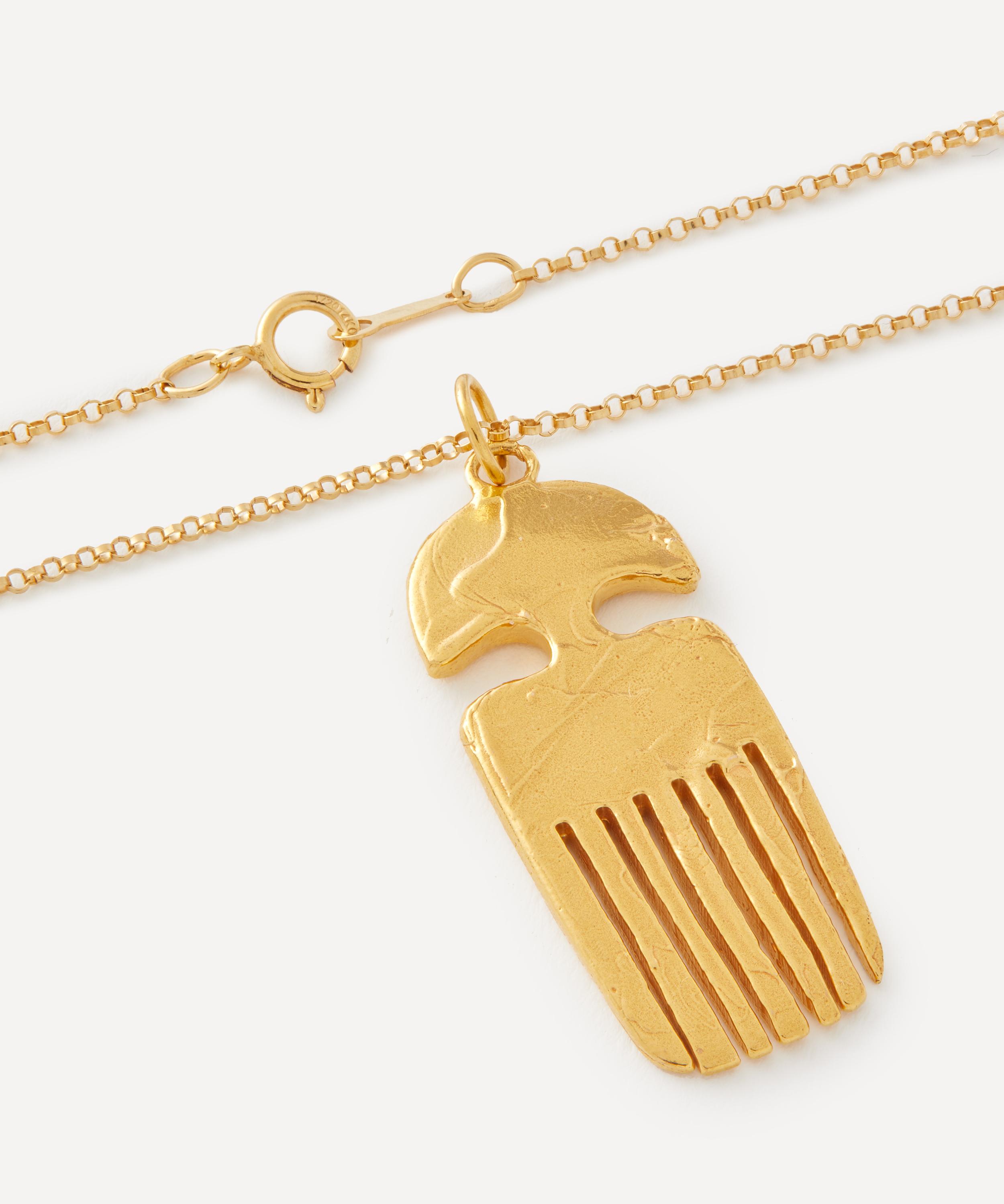 Alighieri - 24ct Gold-Plated Vanity Comb Pendant Necklace image number 2