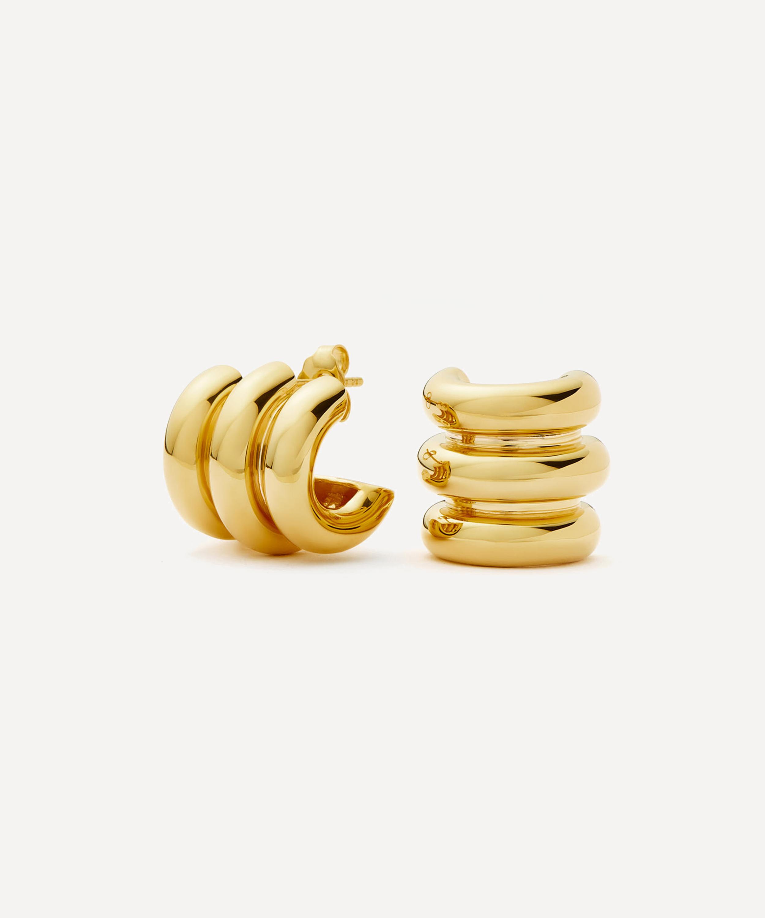 Missoma - 18ct Gold-Plated Chubby Triple Small Hoop Earrings image number 0