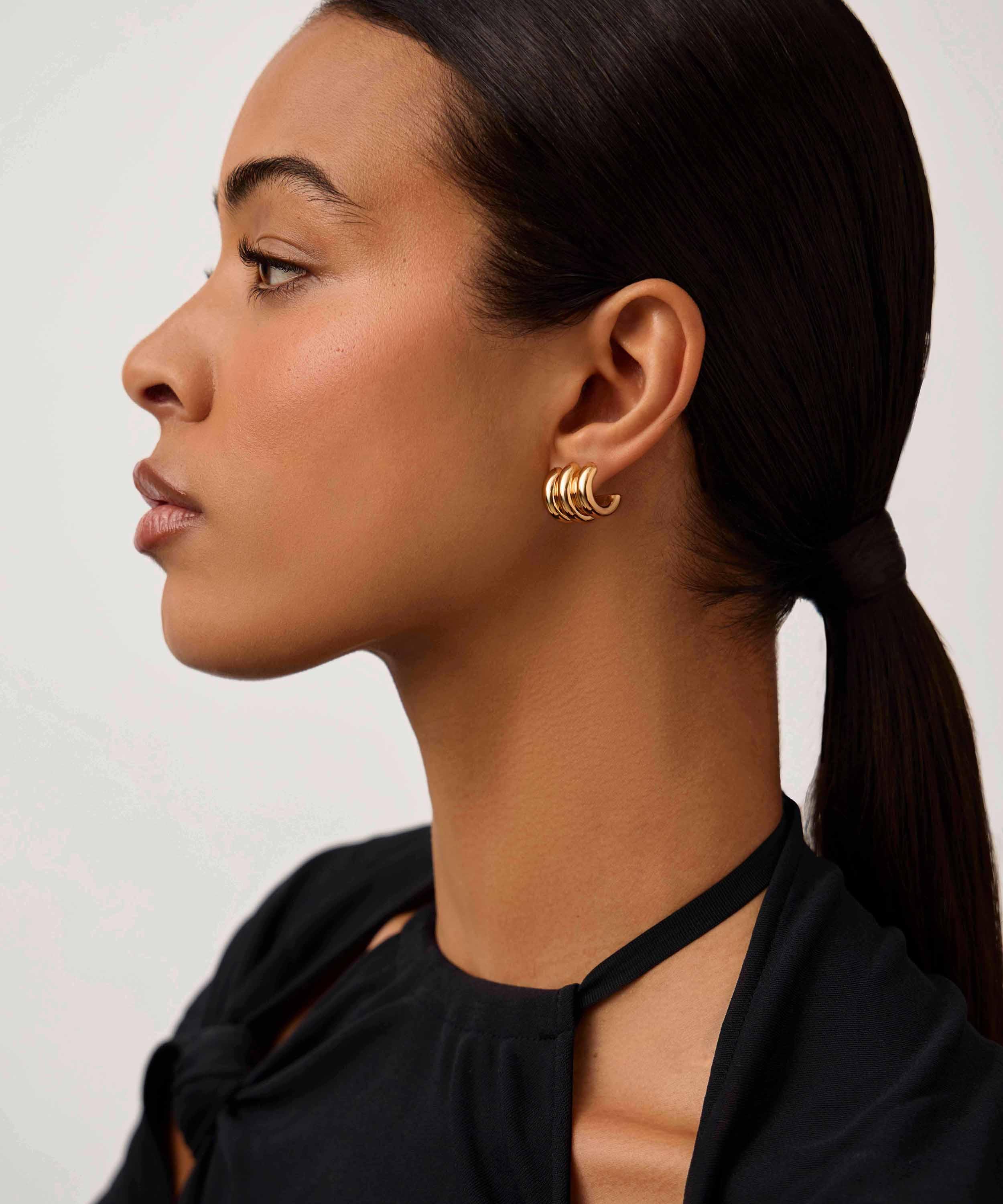 Missoma - 18ct Gold-Plated Chubby Triple Small Hoop Earrings image number 1