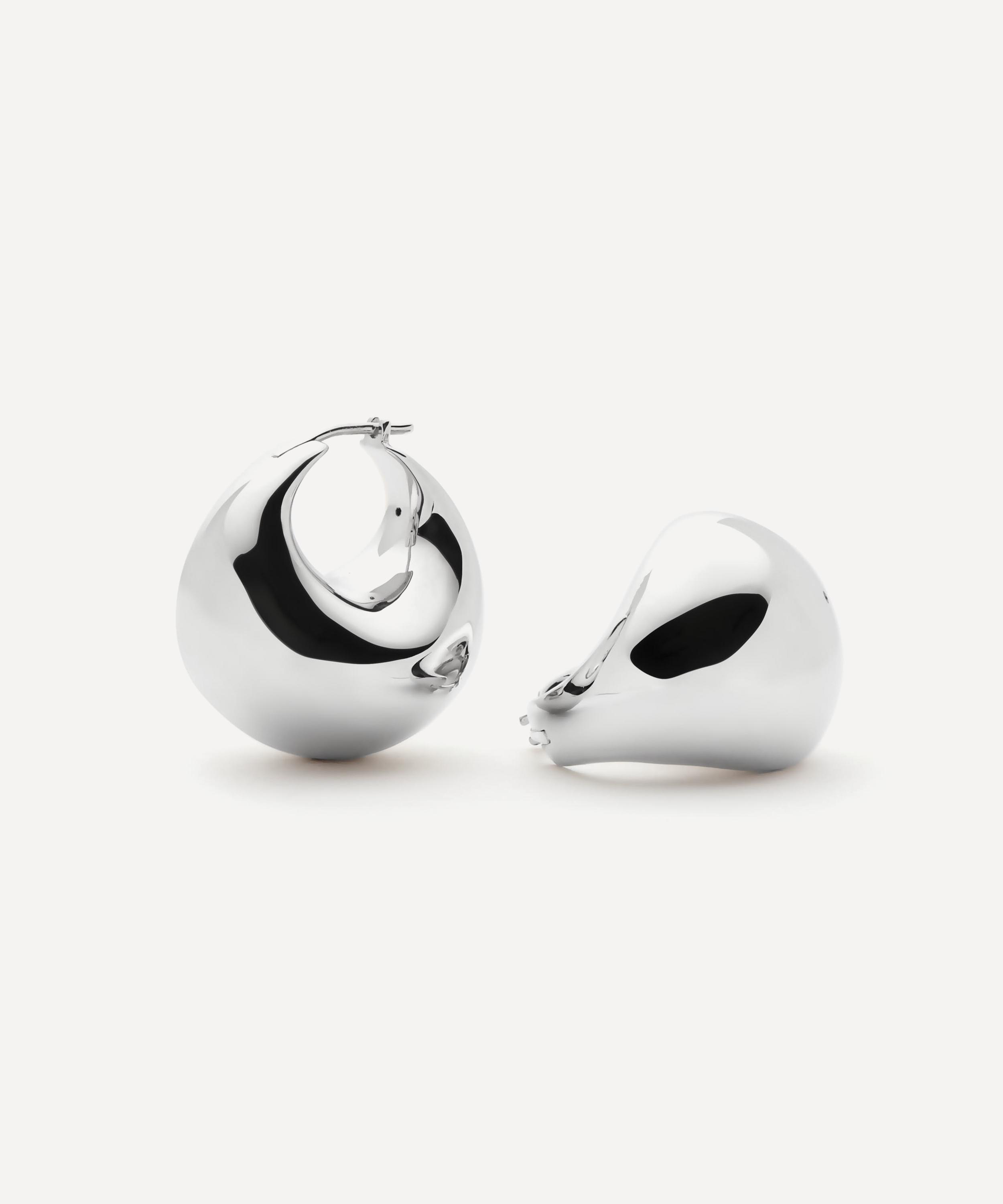 Missoma - Rhodium-Plated Sculptural Chubby Dome Medium Hoop Earrings image number 0