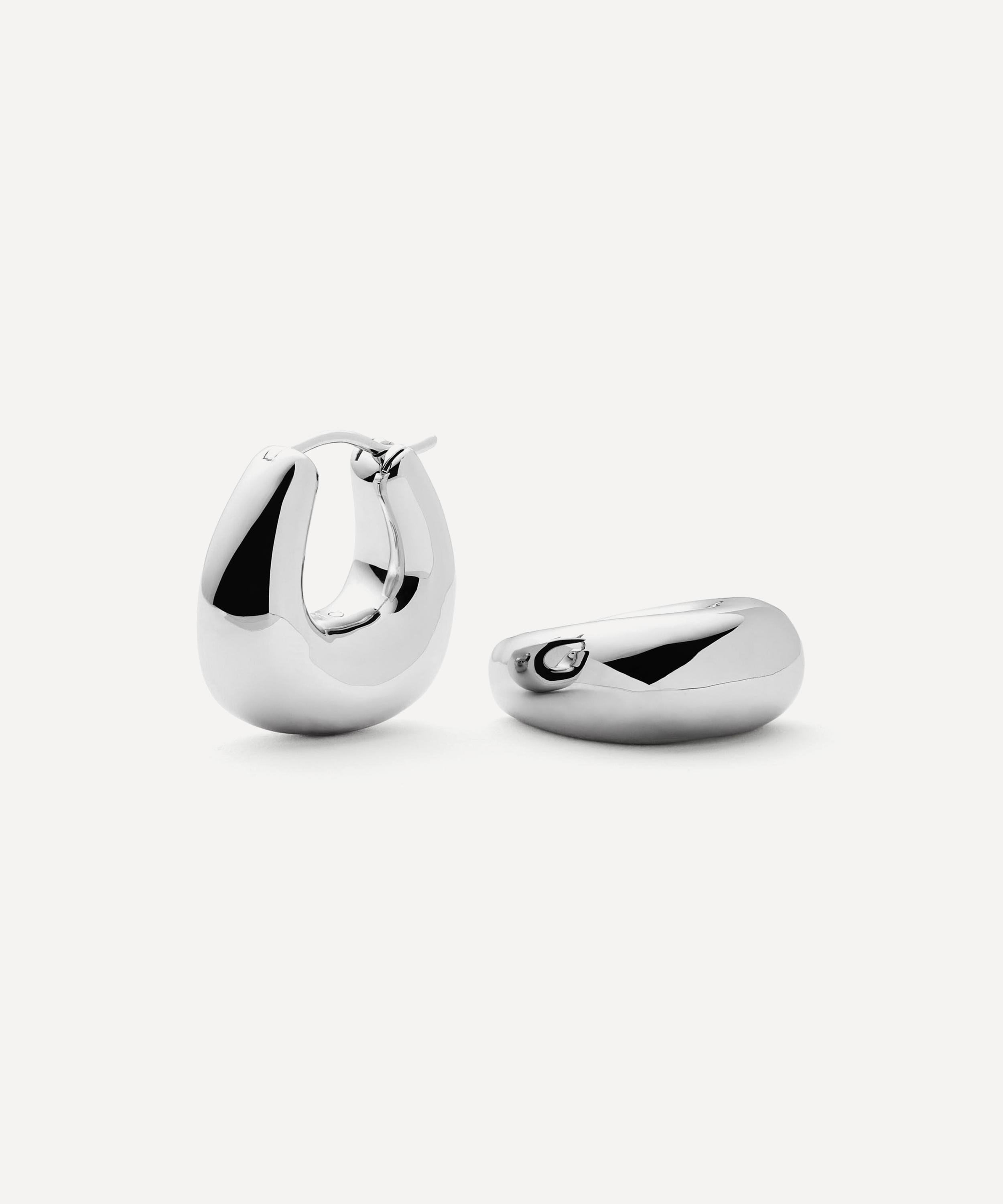 Missoma - Rhodium-Plated Sculptural Chubby Small Hoop Earrings image number 0