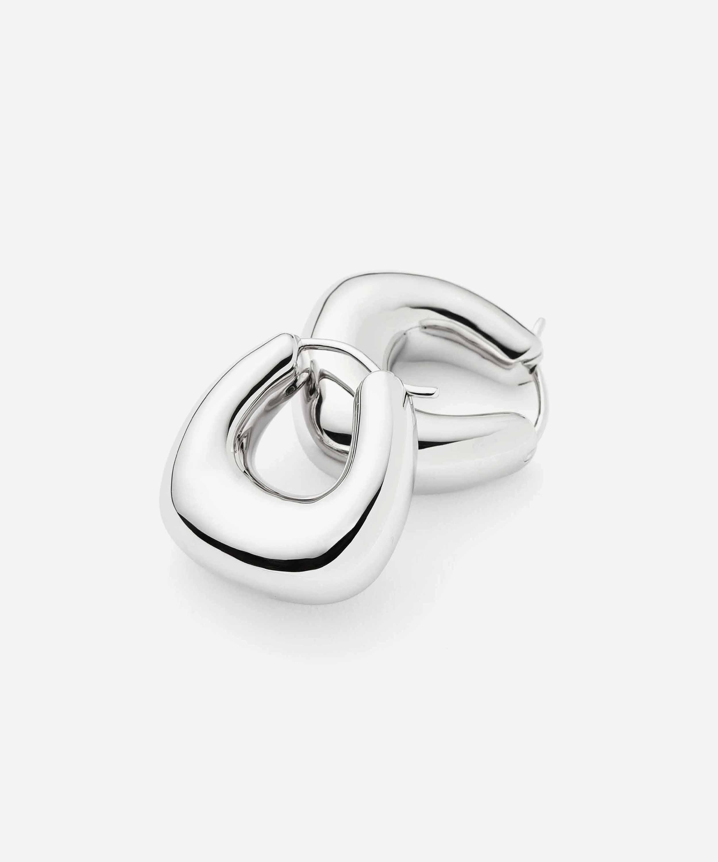 Missoma - Rhodium-Plated Sculptural Chubby Small Hoop Earrings image number 2