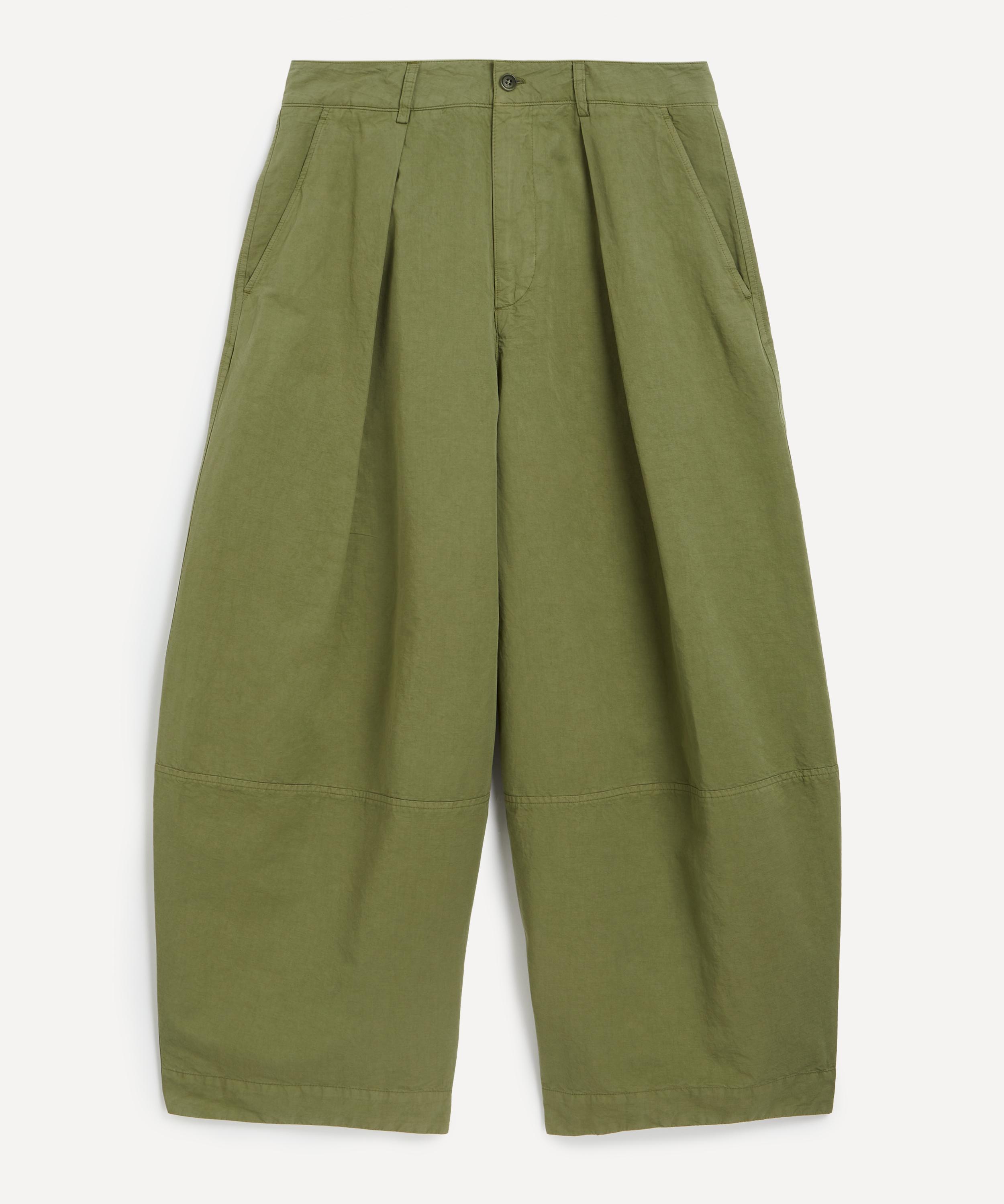 YMC - Green Deadbeat Cotton-Linen Trousers image number 0