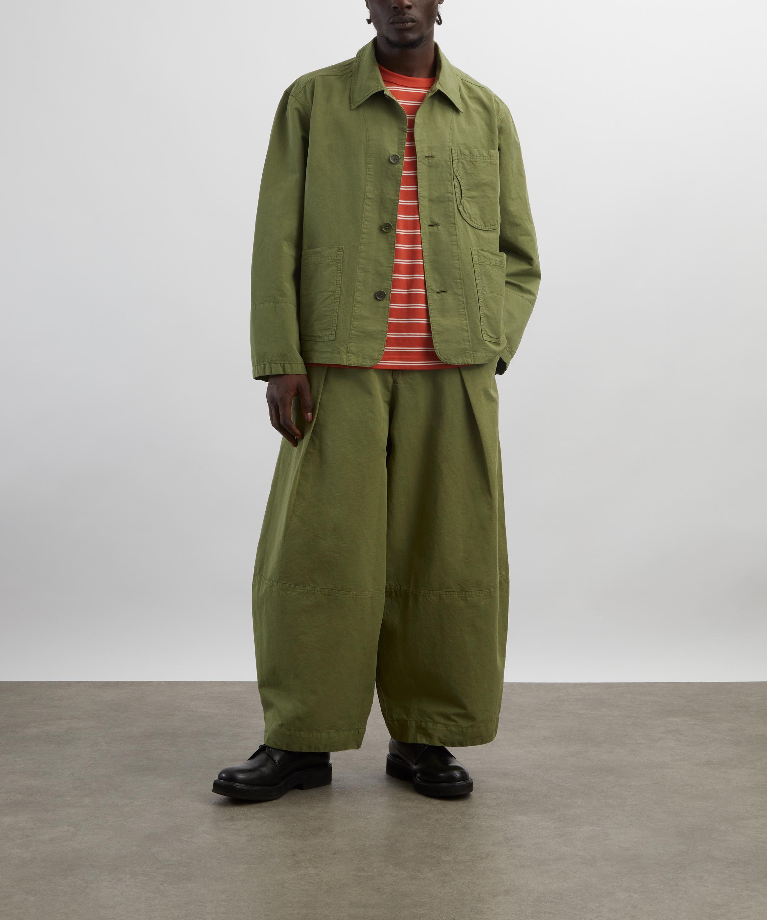 YMC - Green Deadbeat Cotton-Linen Trousers image number 1