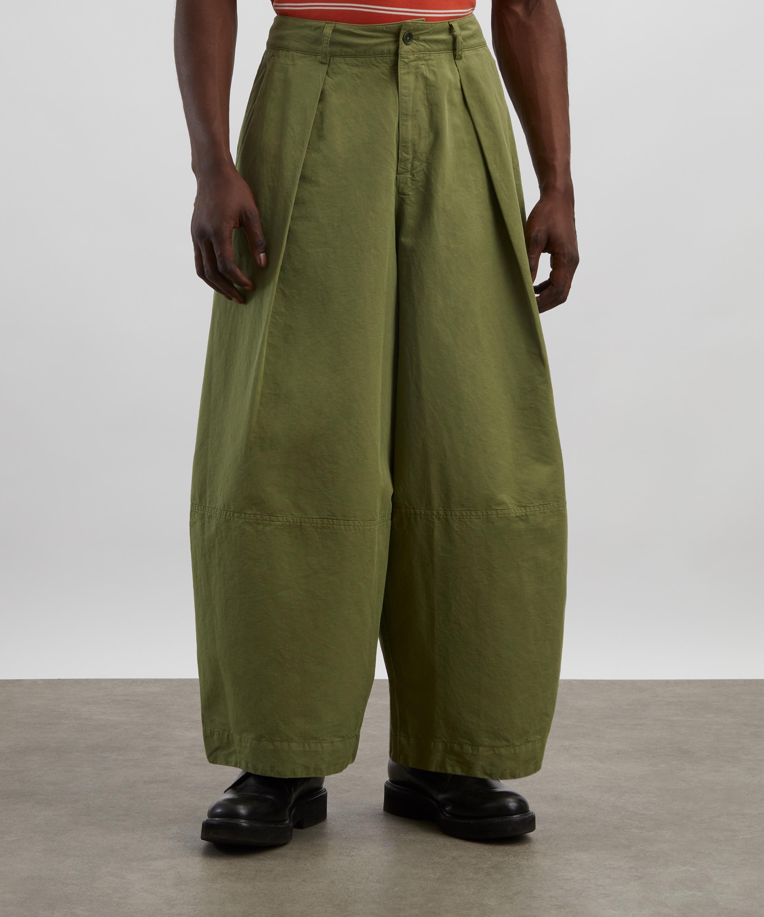 YMC - Green Deadbeat Cotton-Linen Trousers image number 2