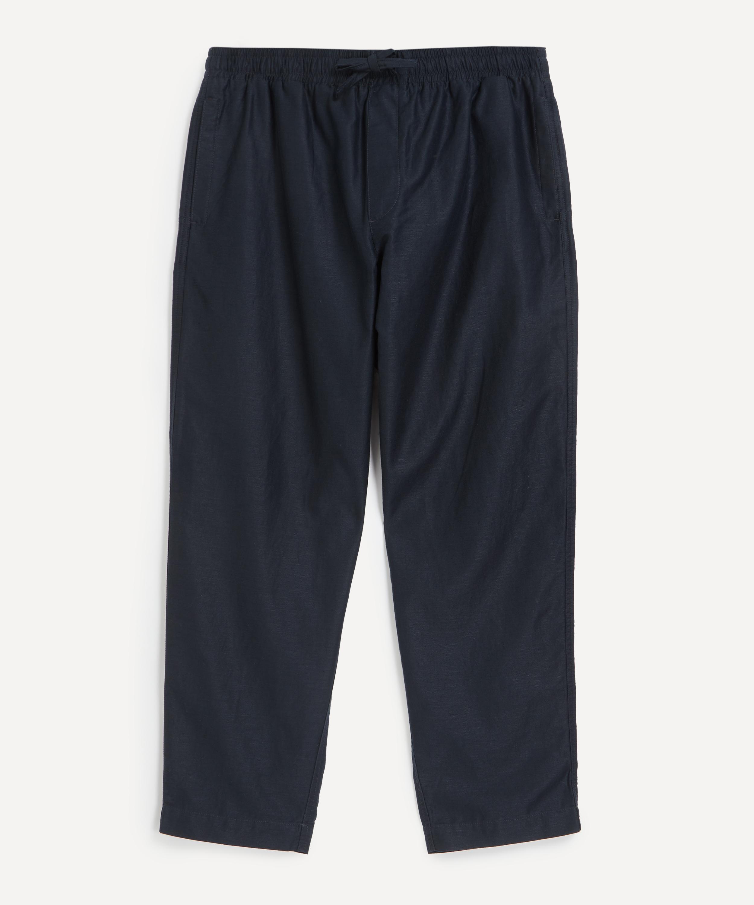 YMC - Navy Alva Cotton-Linen Moleskin Trousers image number 0