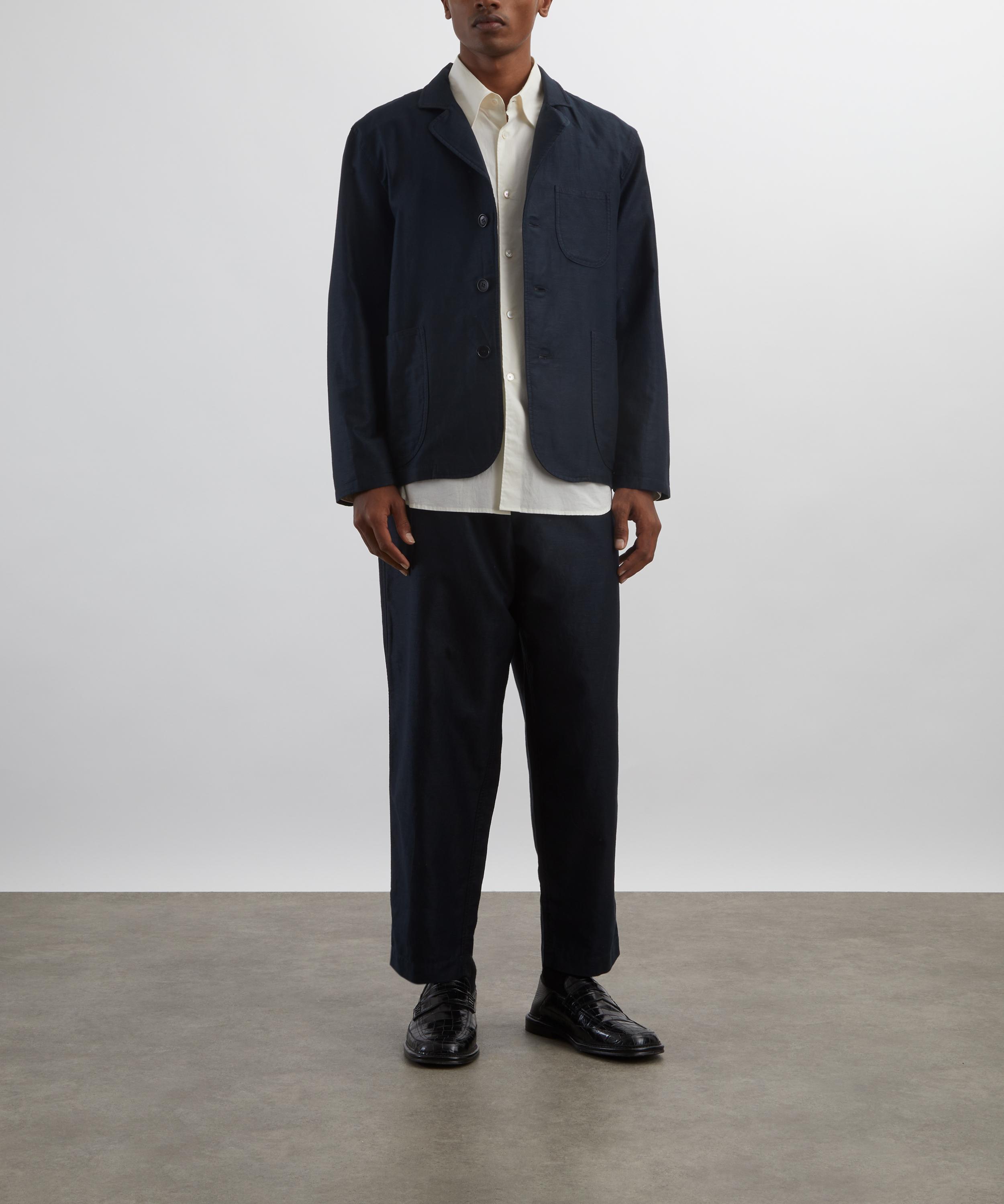 YMC - Navy Alva Cotton-Linen Moleskin Trousers image number 1