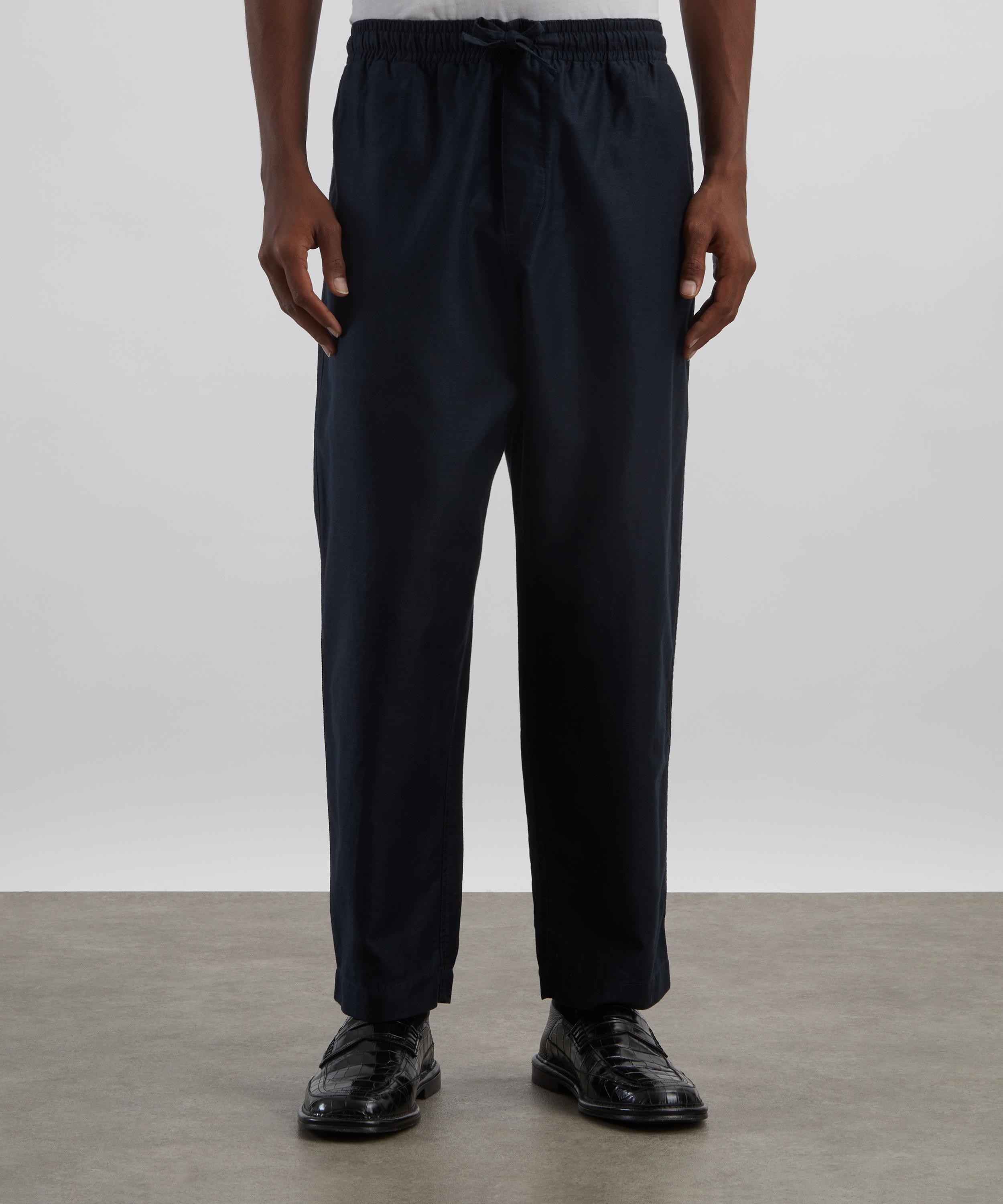 YMC - Navy Alva Cotton-Linen Moleskin Trousers image number 2