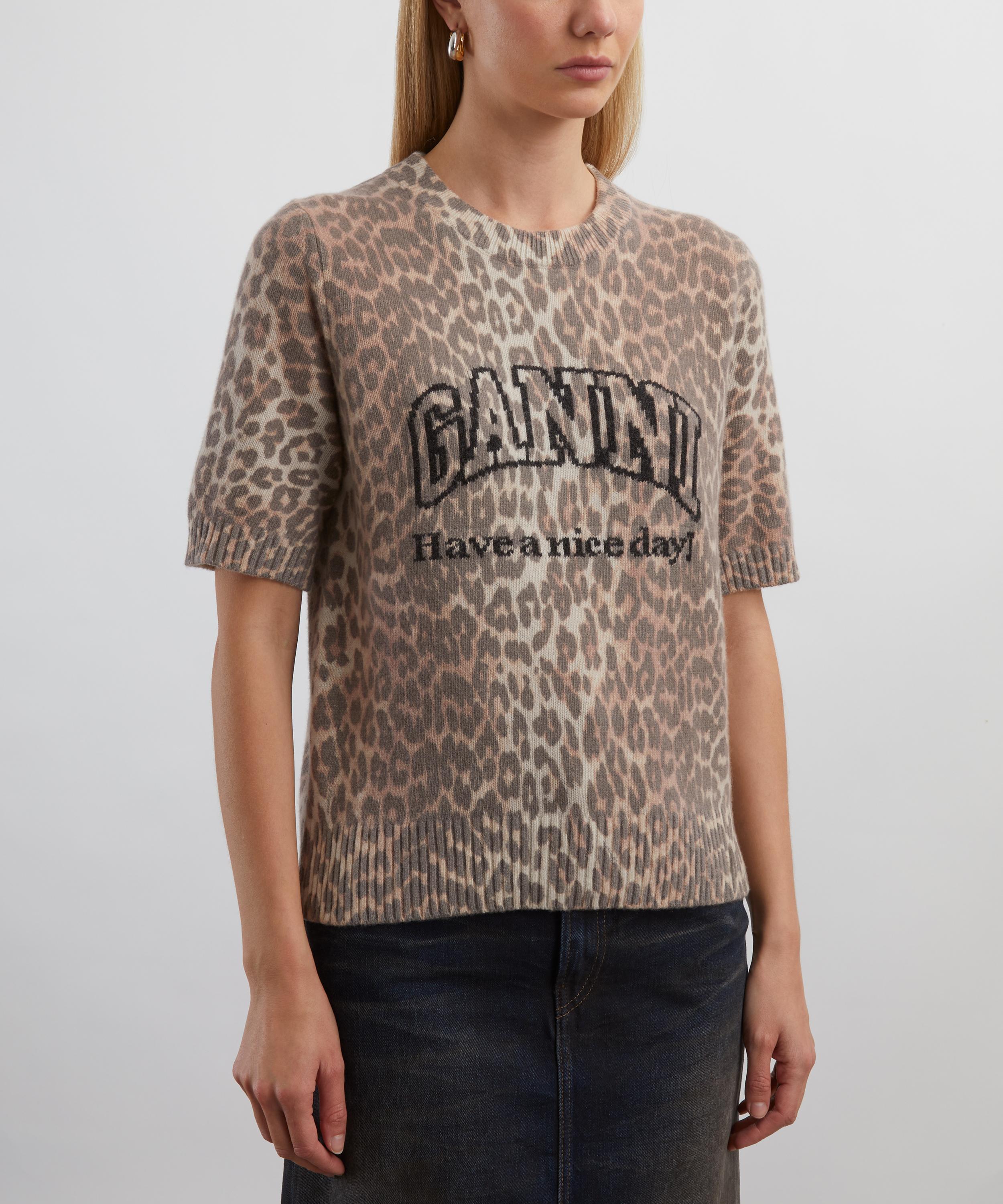 Ganni - Leopard Wool Mix T-Shirt image number 2