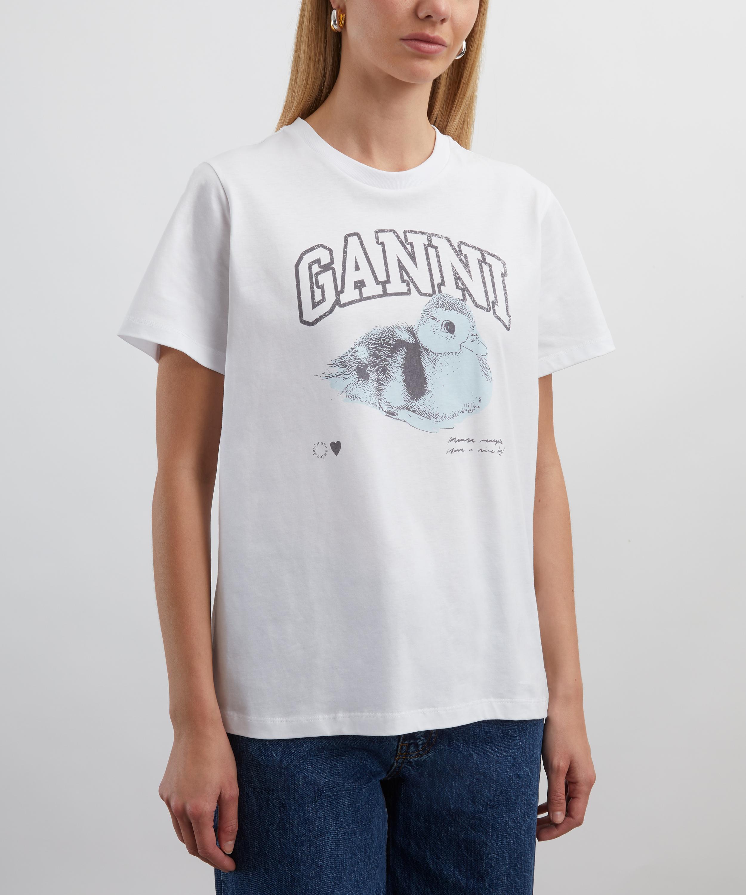 Ganni - White Basic Jersey Duckie Relaxed T-shirt image number 2