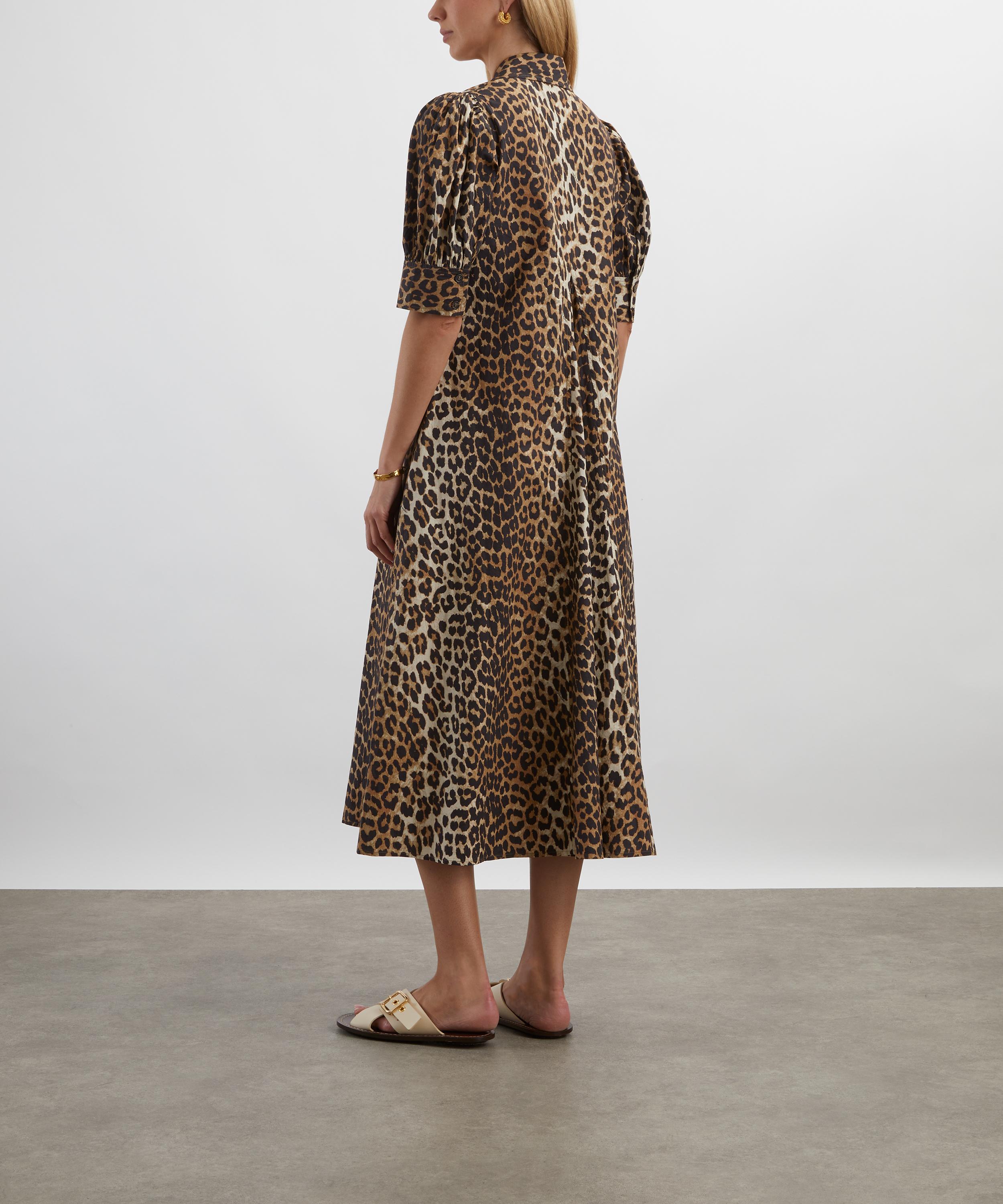 Ganni - Leopard Cotton Poplin V-Neck Maxi Dress image number 3