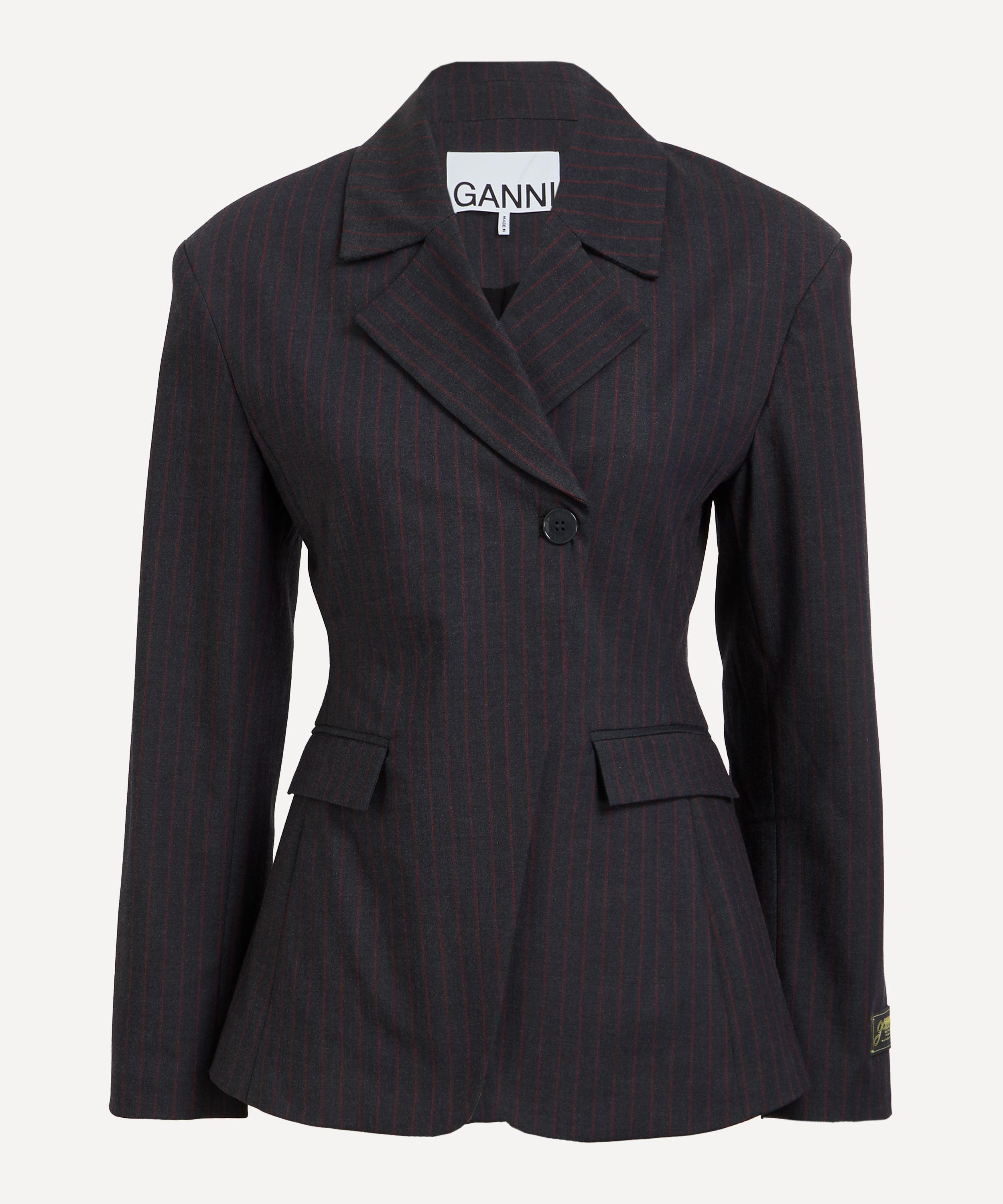 Ganni - Black Pinstripe Blazer