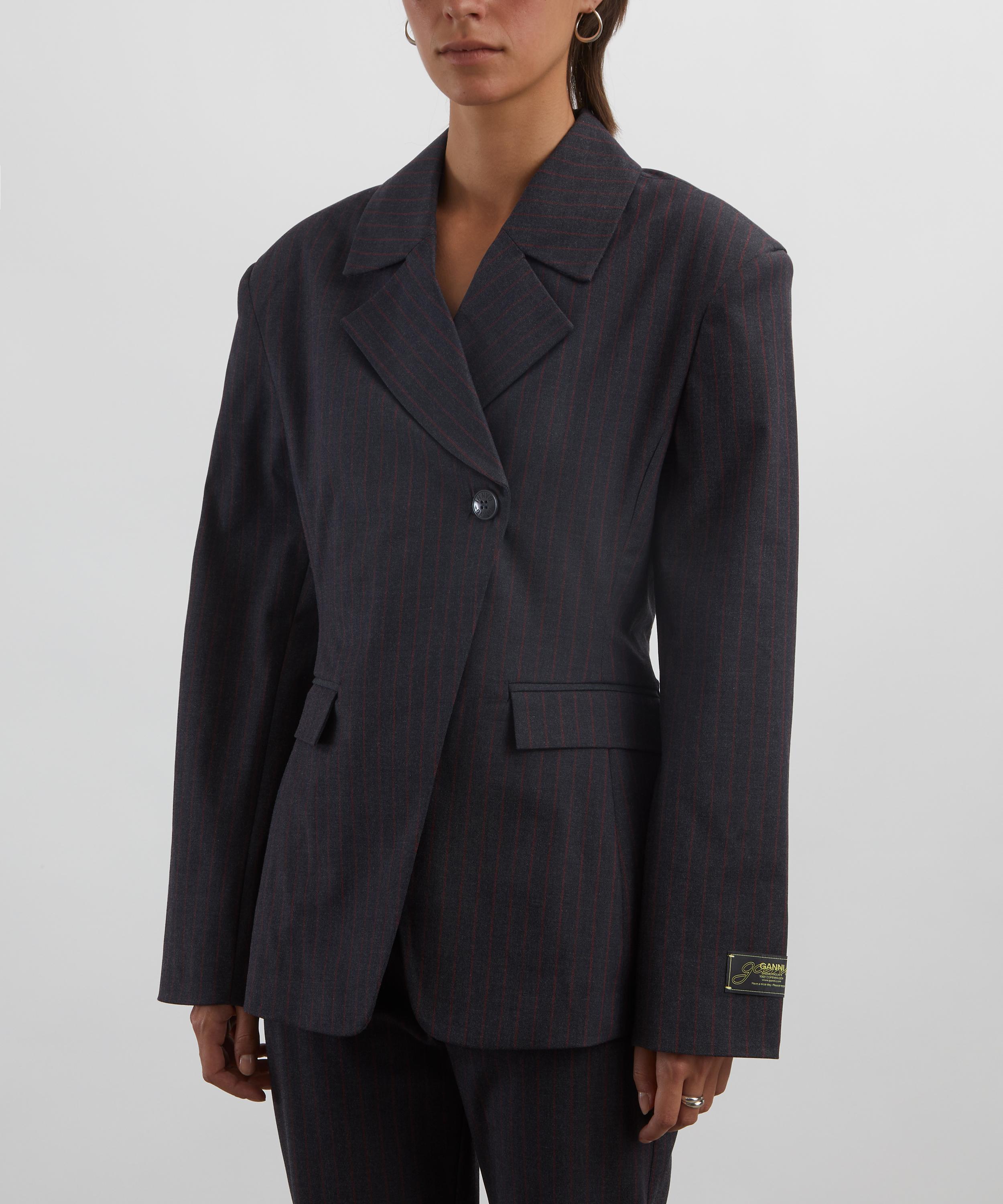 Ganni - Black Pinstripe Blazer image number 2