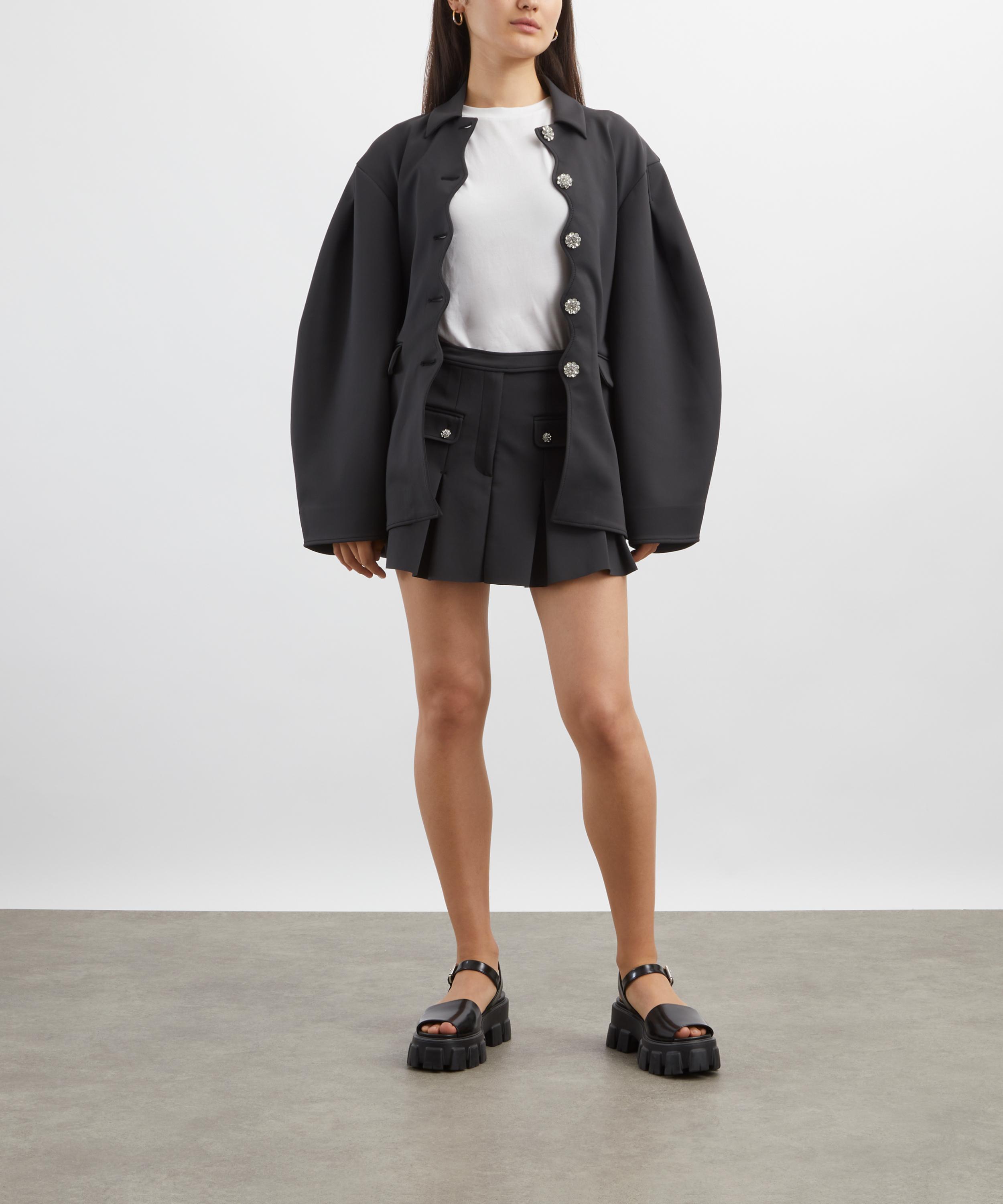 Ganni - Black Neoprene Pleated Mini Skirt image number 1
