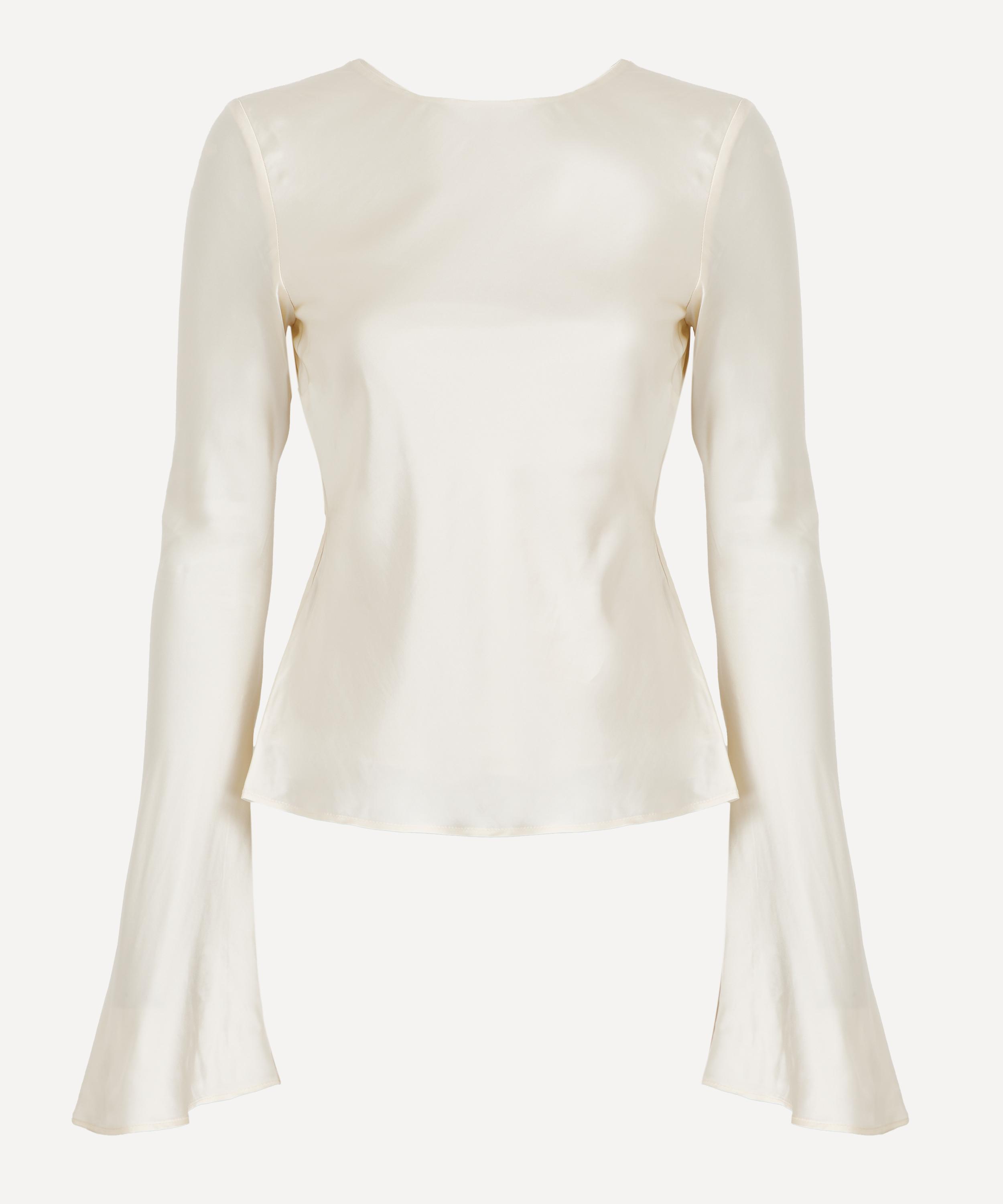 Ganni - Ivory Satin Blouse