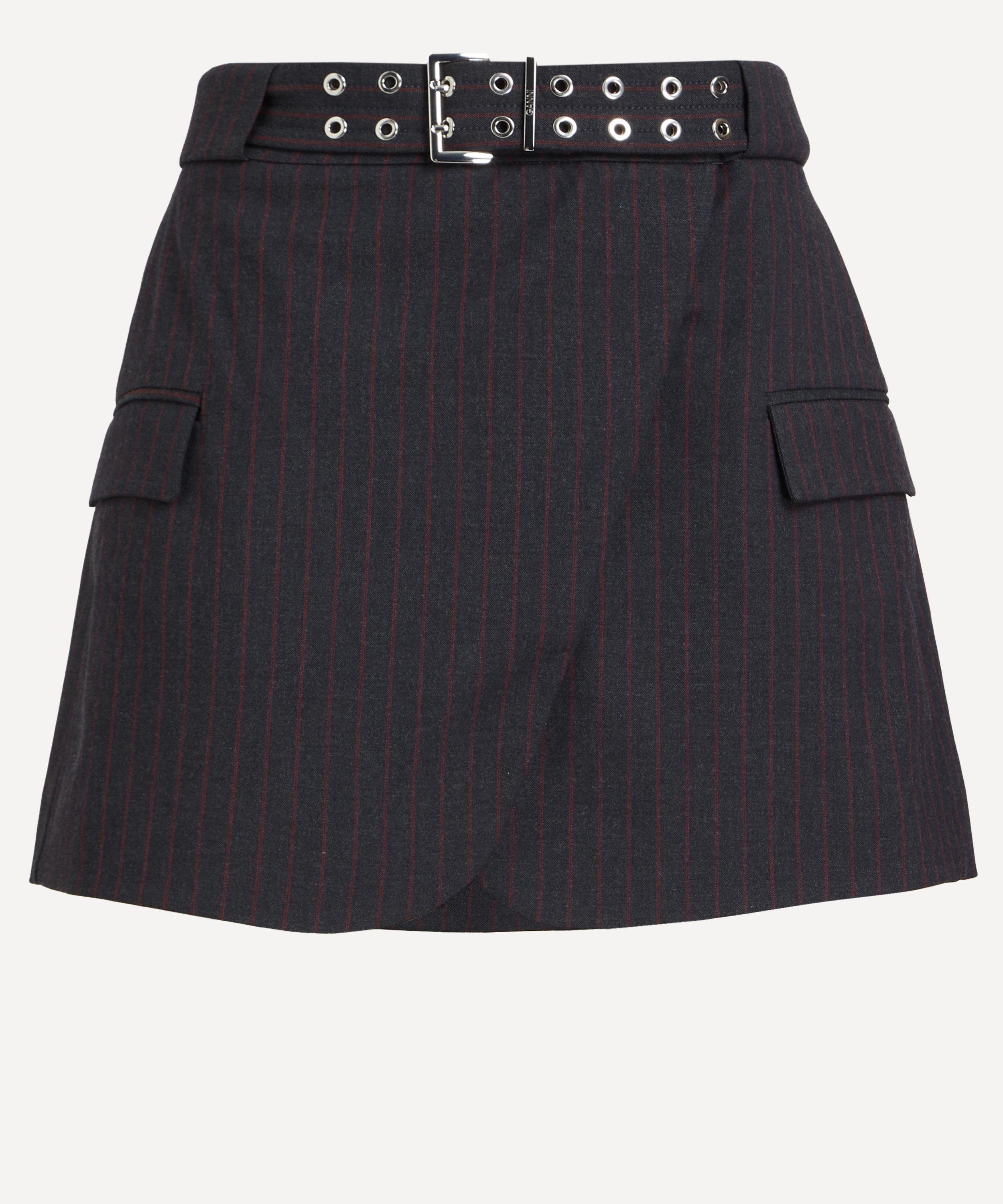 Ganni - Black Pinstripe Mini Skirt image number 0