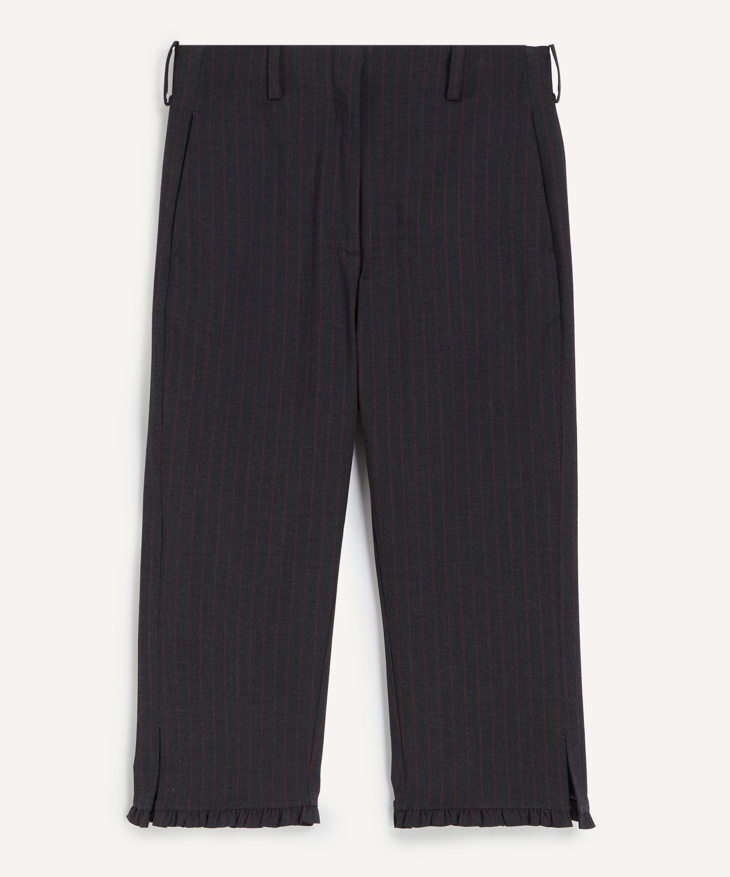 Ganni - Black Pinstripe Capri Trousers image number 0