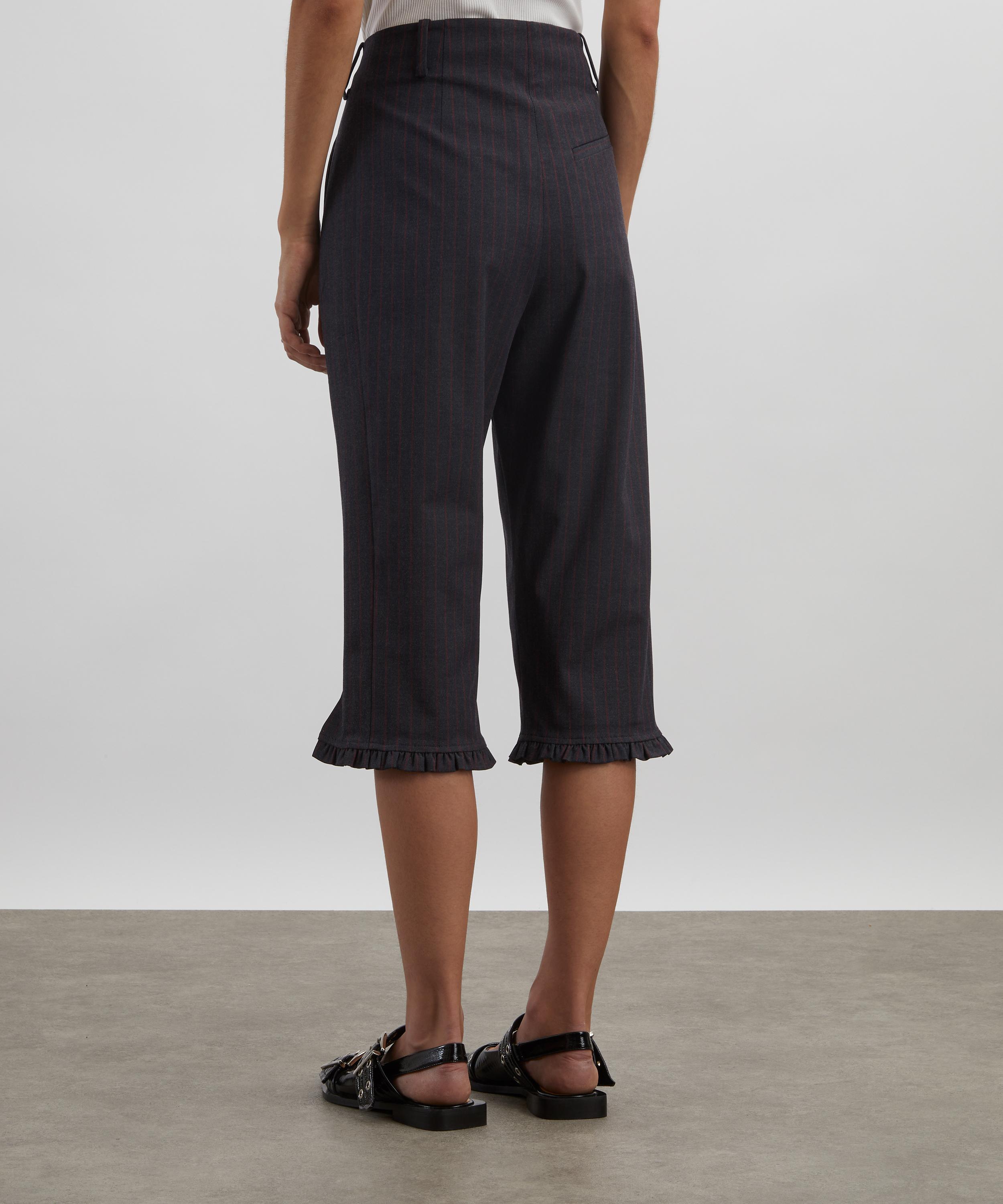 Ganni - Black Pinstripe Capri Trousers image number 3