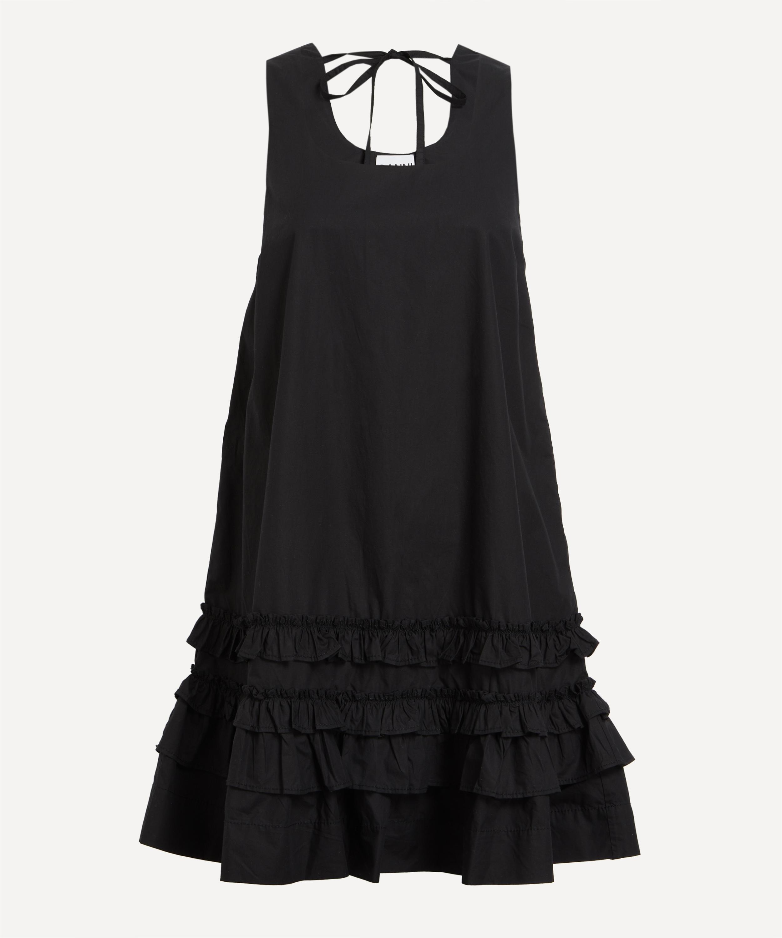 Ganni - Black Cotton Poplin Mini Dress