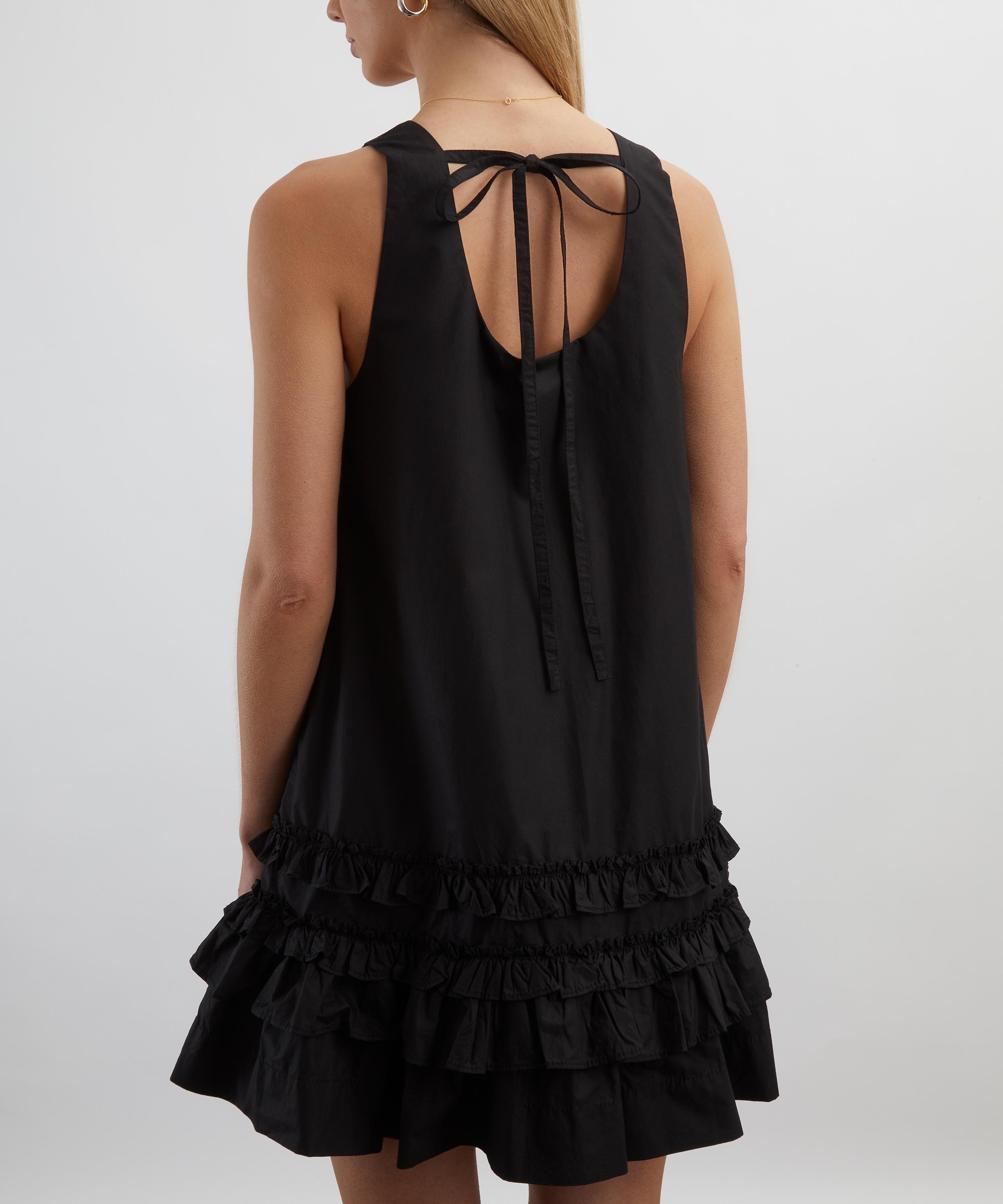 Ganni - Black Cotton Poplin Mini Dress image number 3