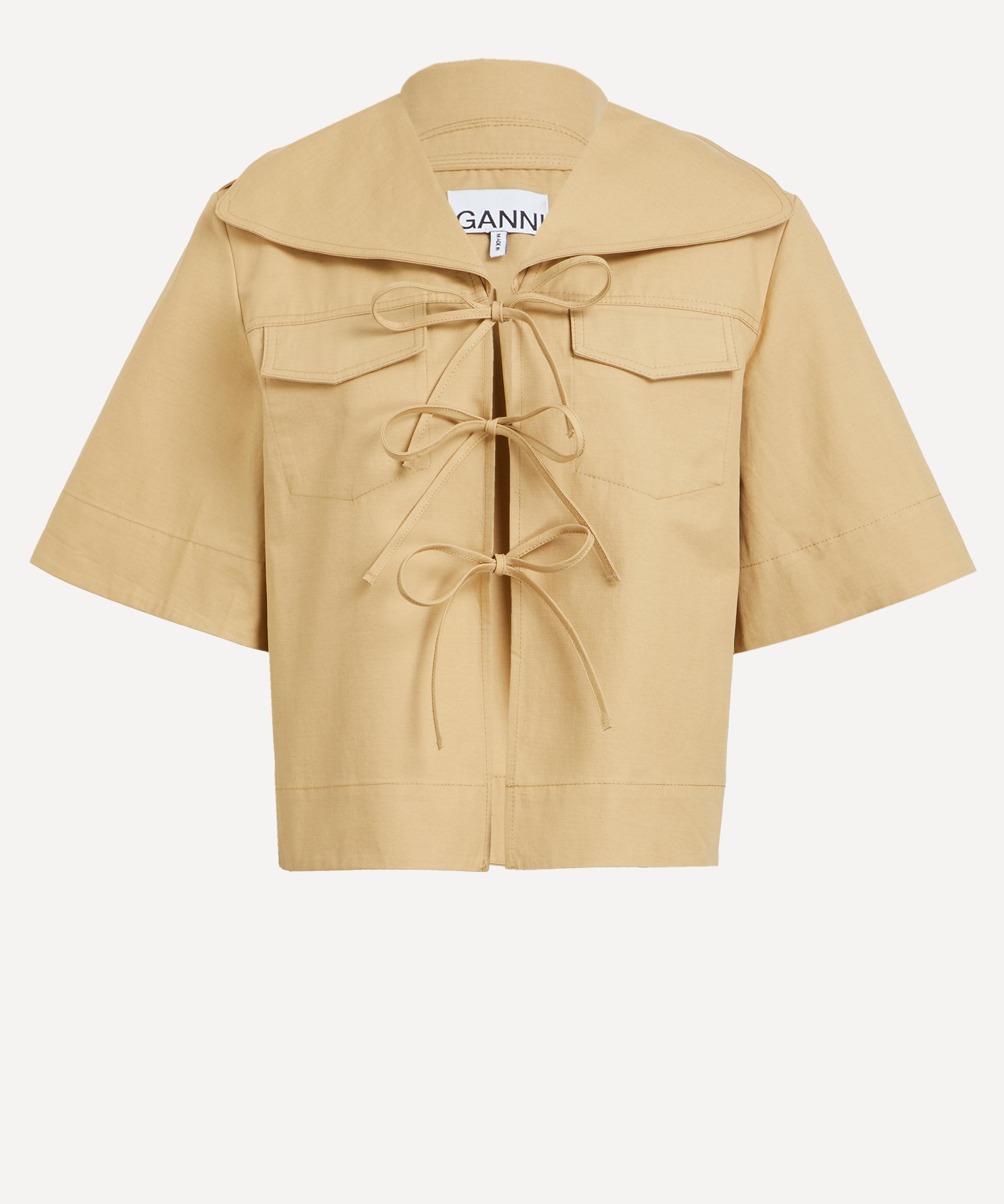 Ganni - Beige Stretch Cotton Blouse