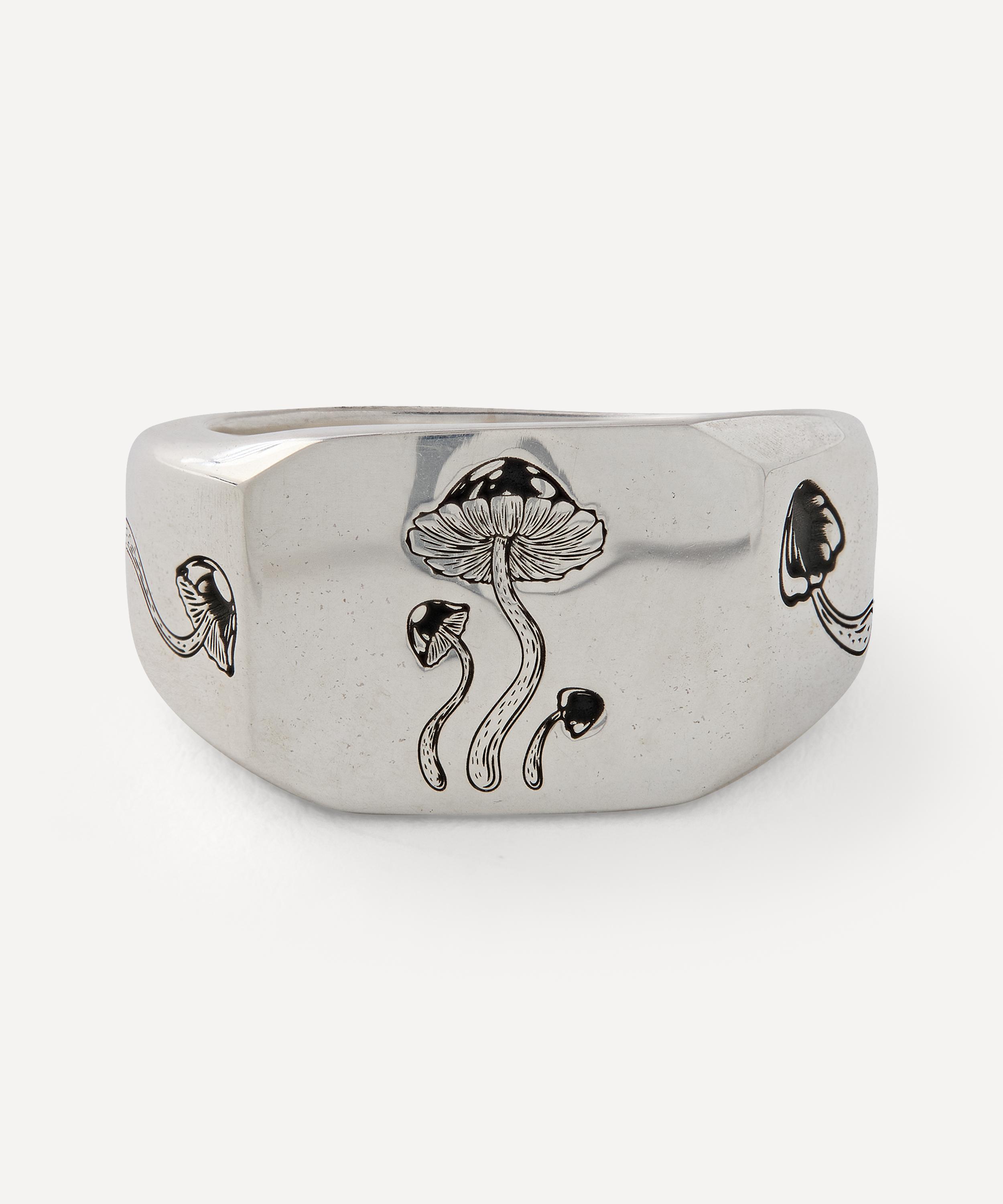 Conor Joseph Sterling Silver Emerald Cut Oxidised Mushroom Ring