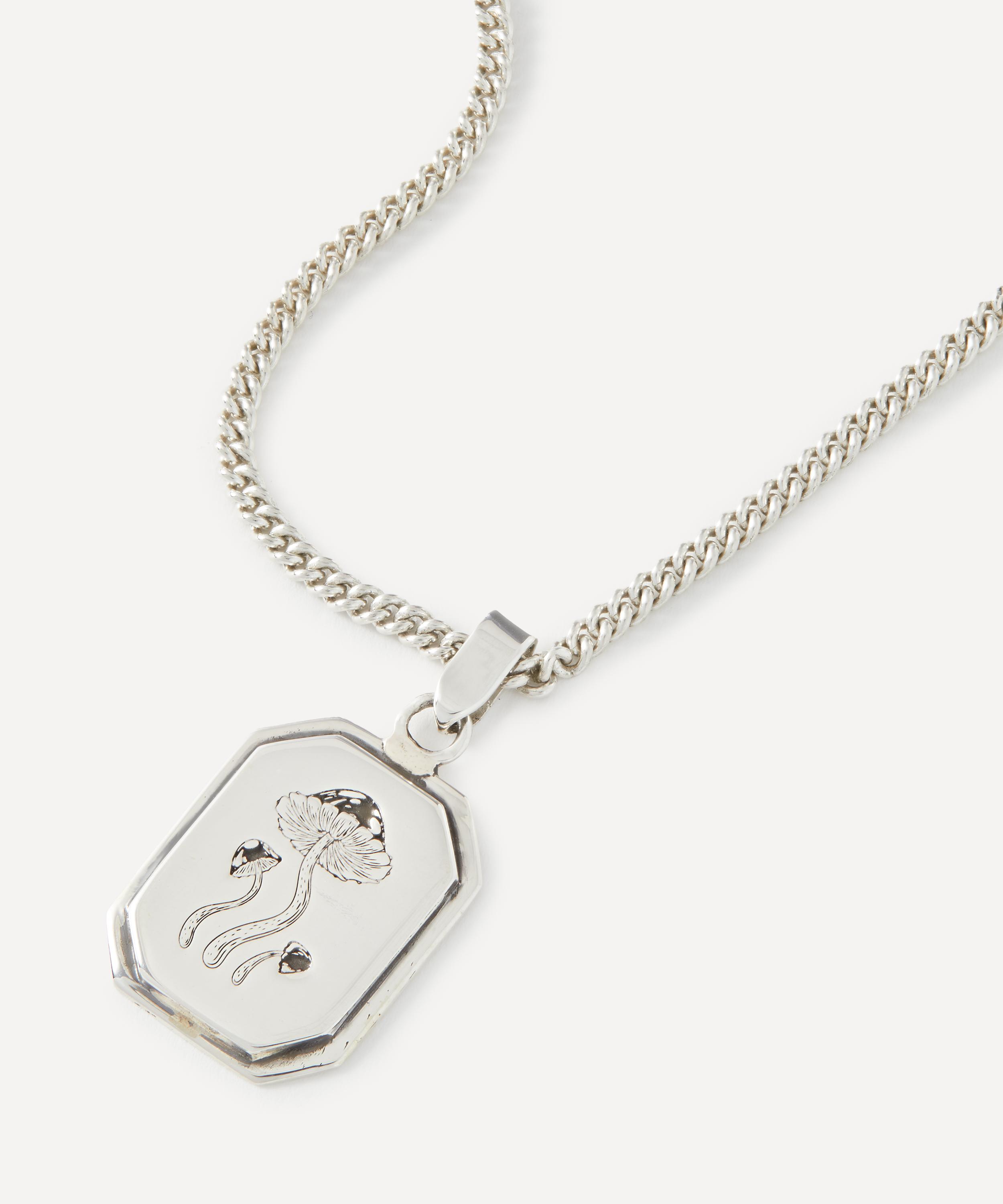 Conor Joseph - Sterling Silver Emerald Cut Mushroom Pendant Necklace