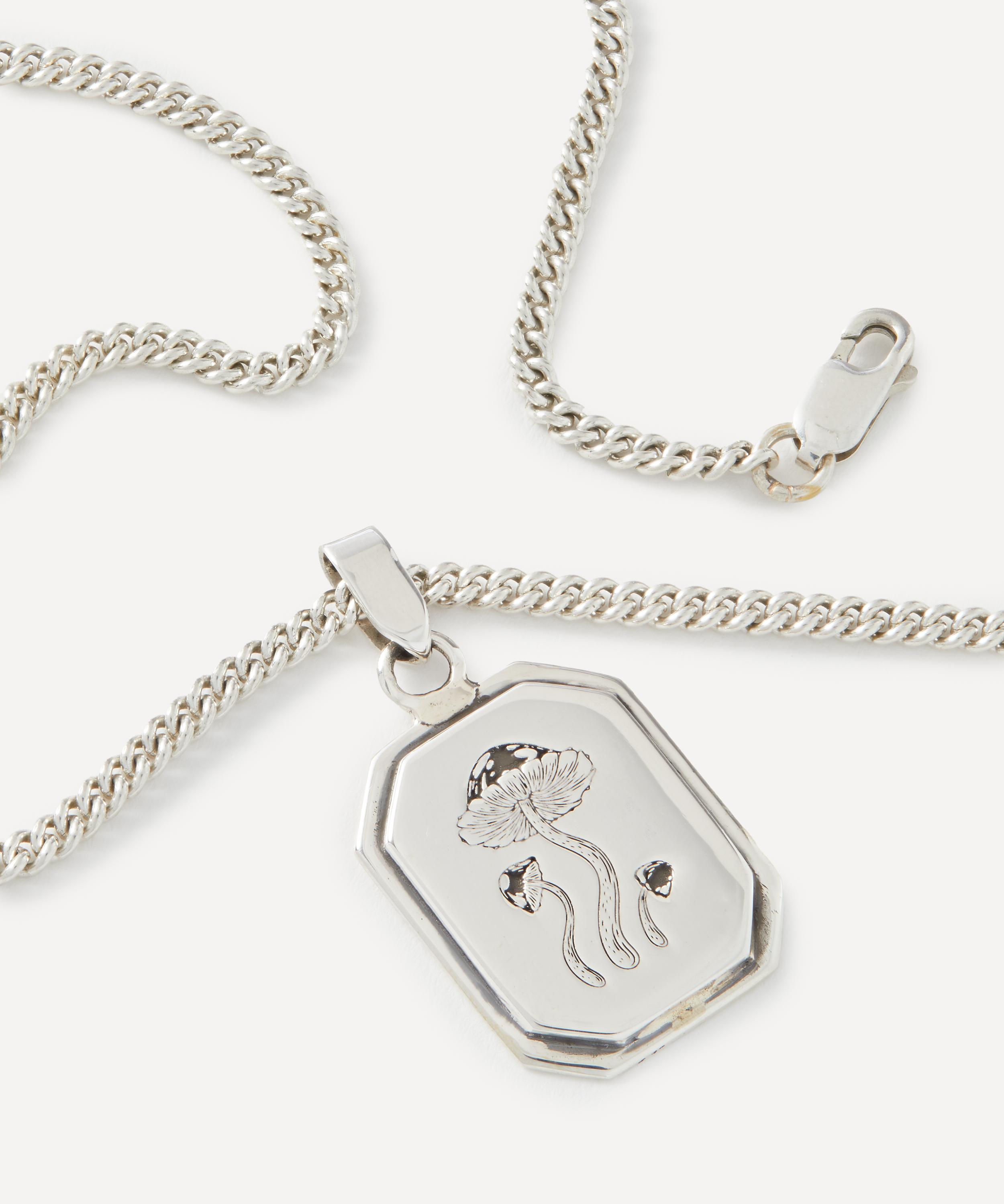 Conor Joseph - Sterling Silver Emerald Cut Mushroom Pendant Necklace image number 2