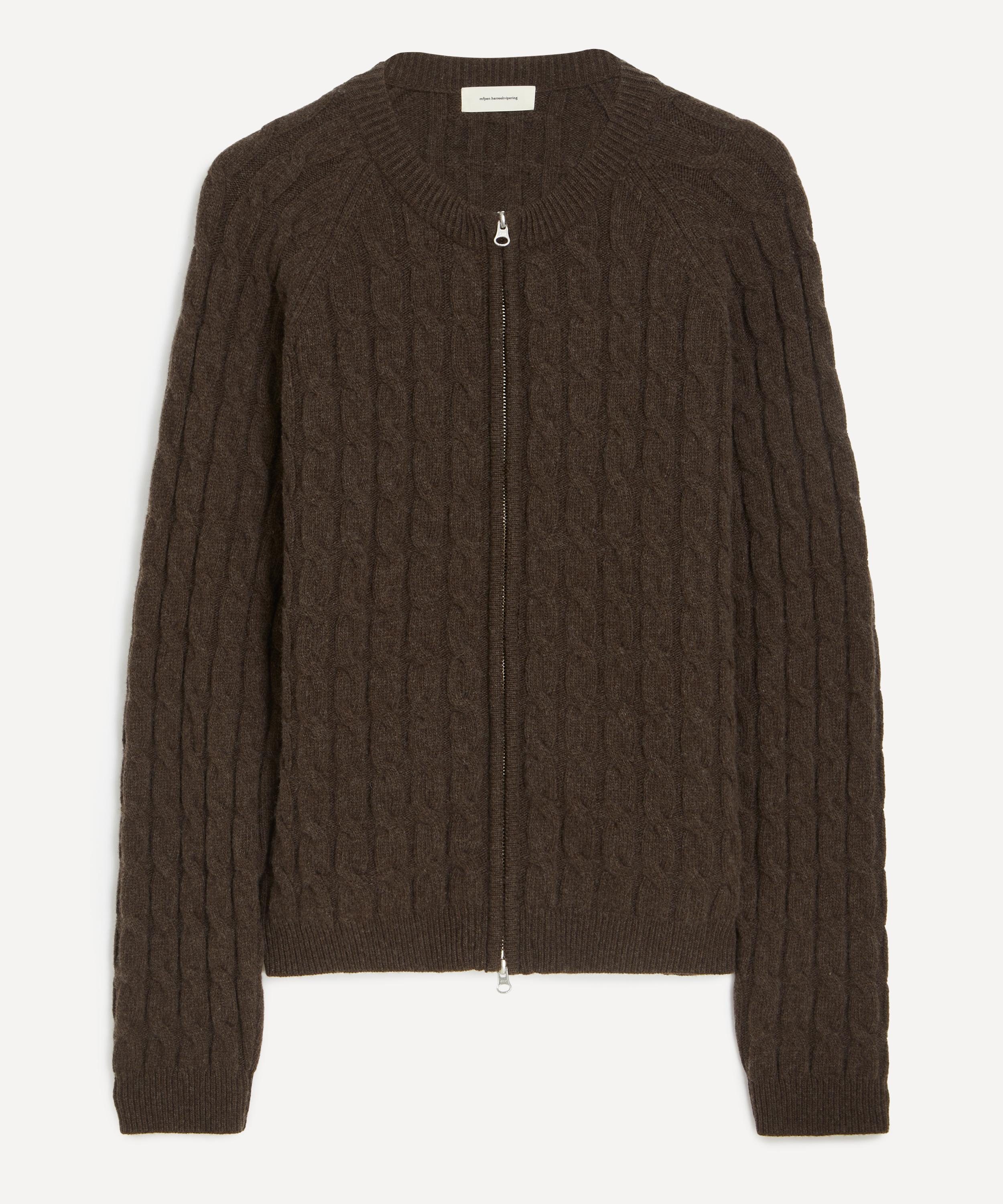 mfpen - Brown Cable-Knit Editor Zip Jumper image number 0