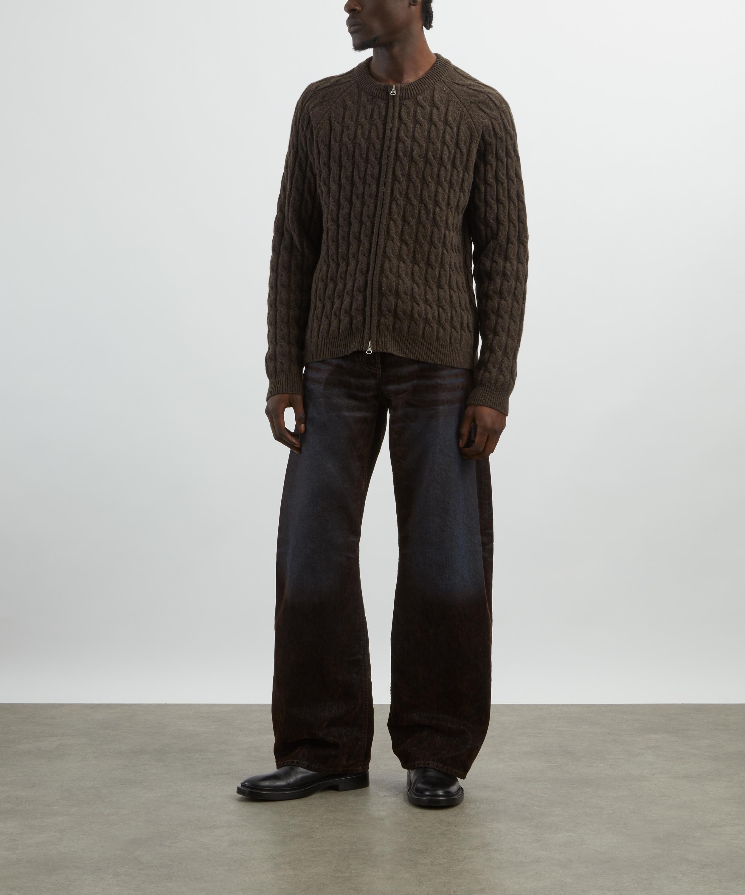 mfpen - Brown Cable-Knit Editor Zip Jumper image number 1