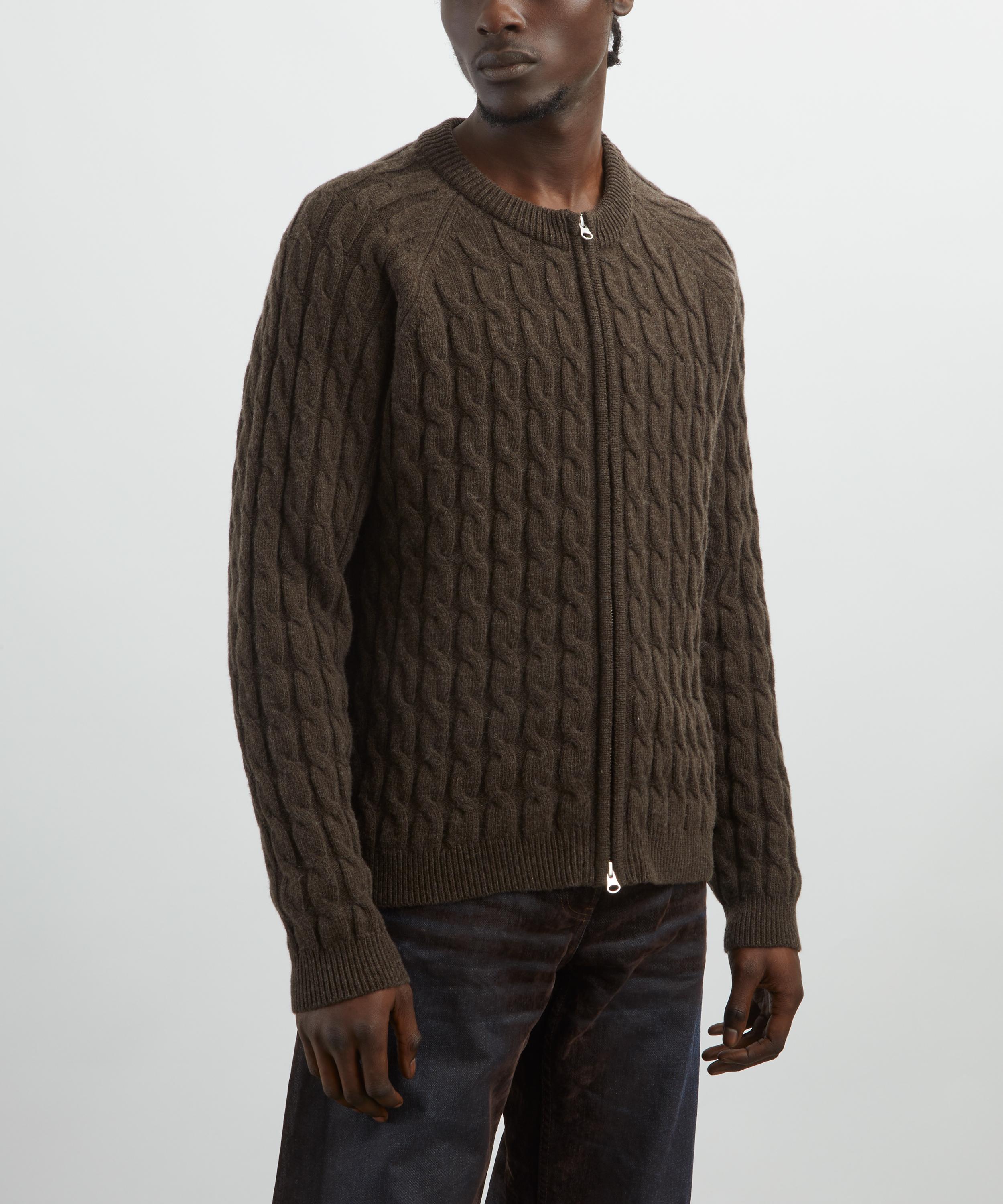mfpen - Brown Cable-Knit Editor Zip Jumper image number 2